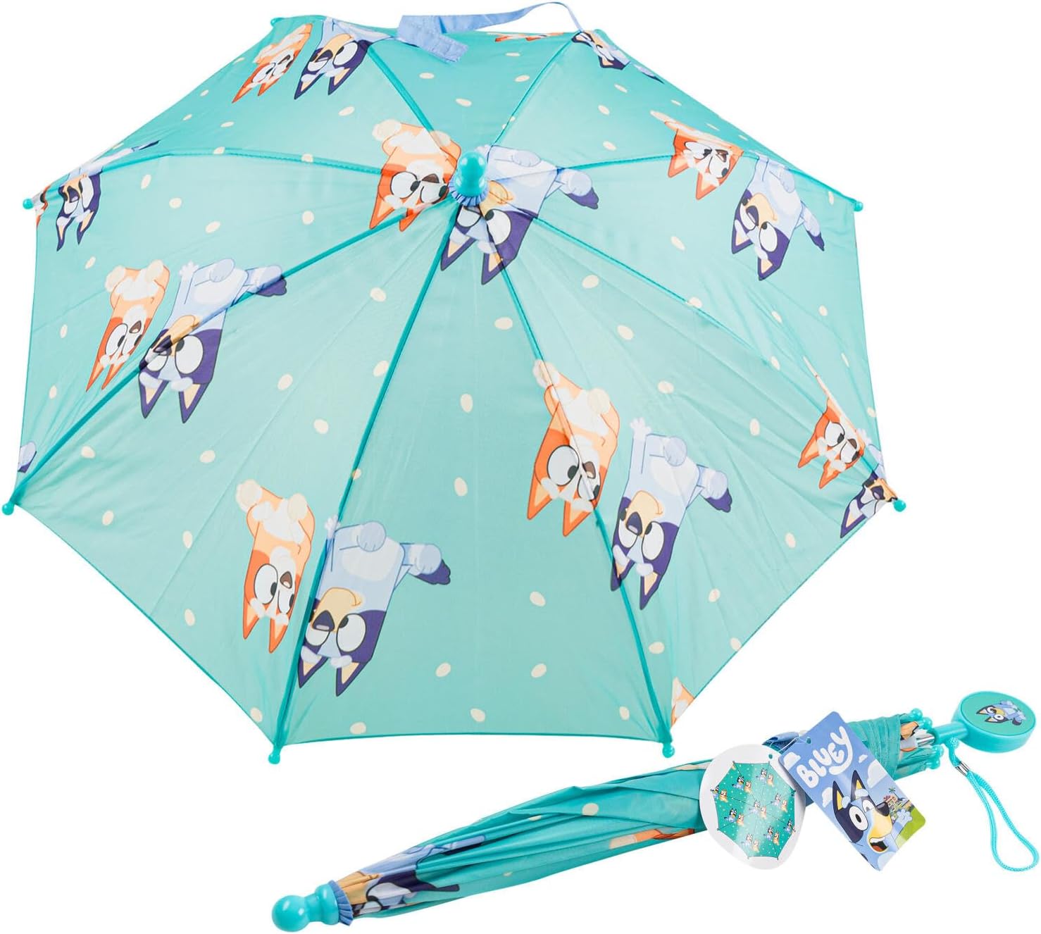Bluey Green Stick Umbrella with Clamshell Handle 21