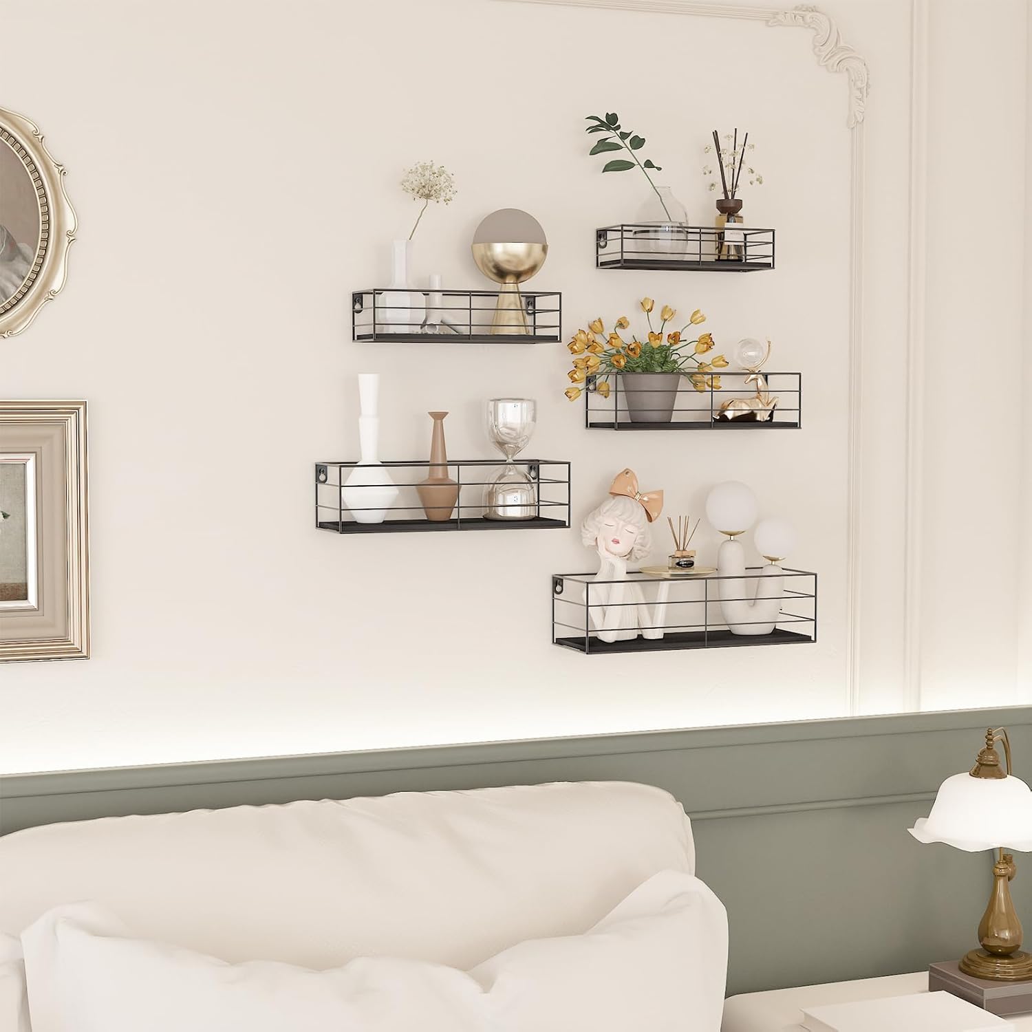 CRUGLA Wall Mounted Floating Shelves Set of 5 Black