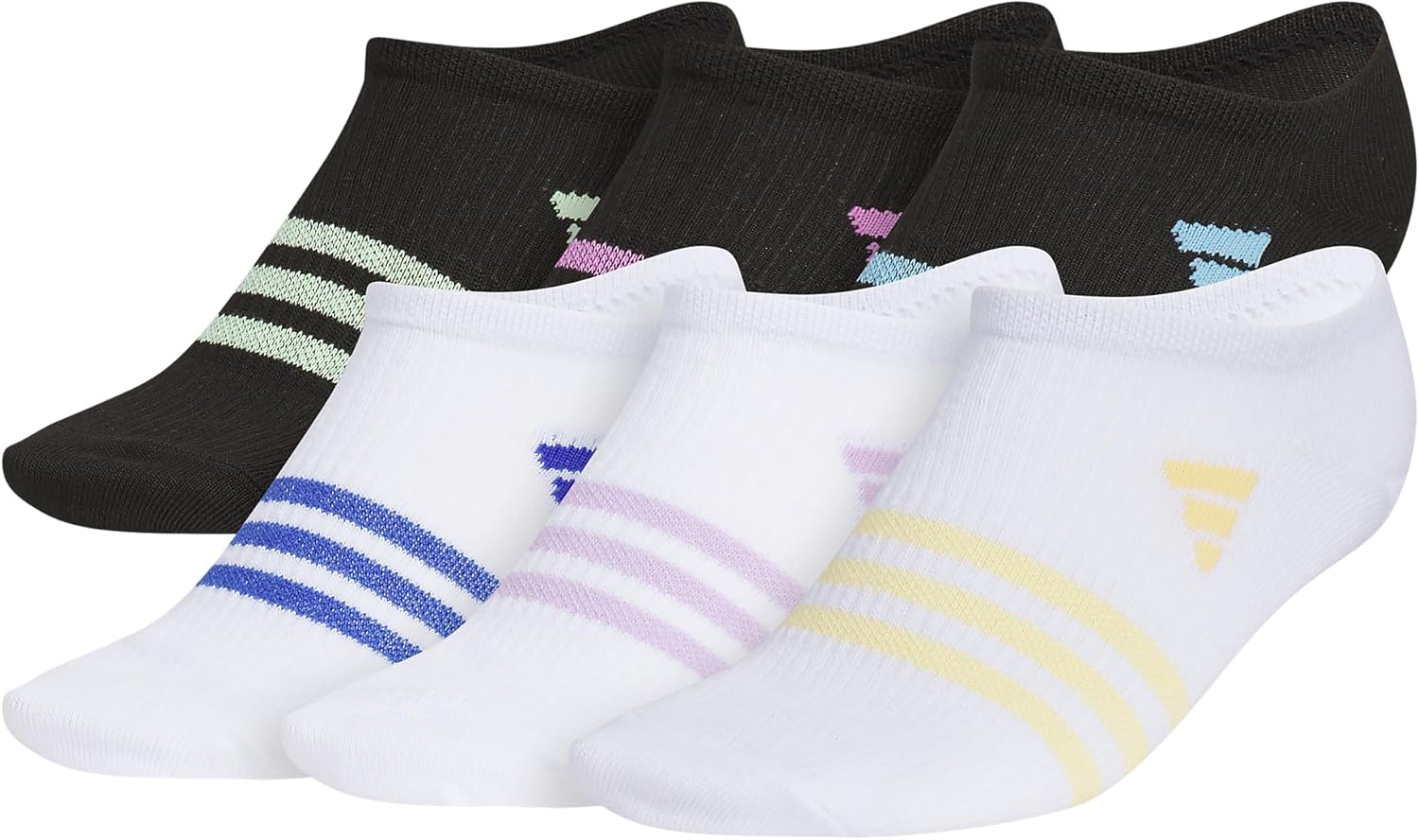 adidas Girls Athletic Socks 6-Pair No Show Superlite 30