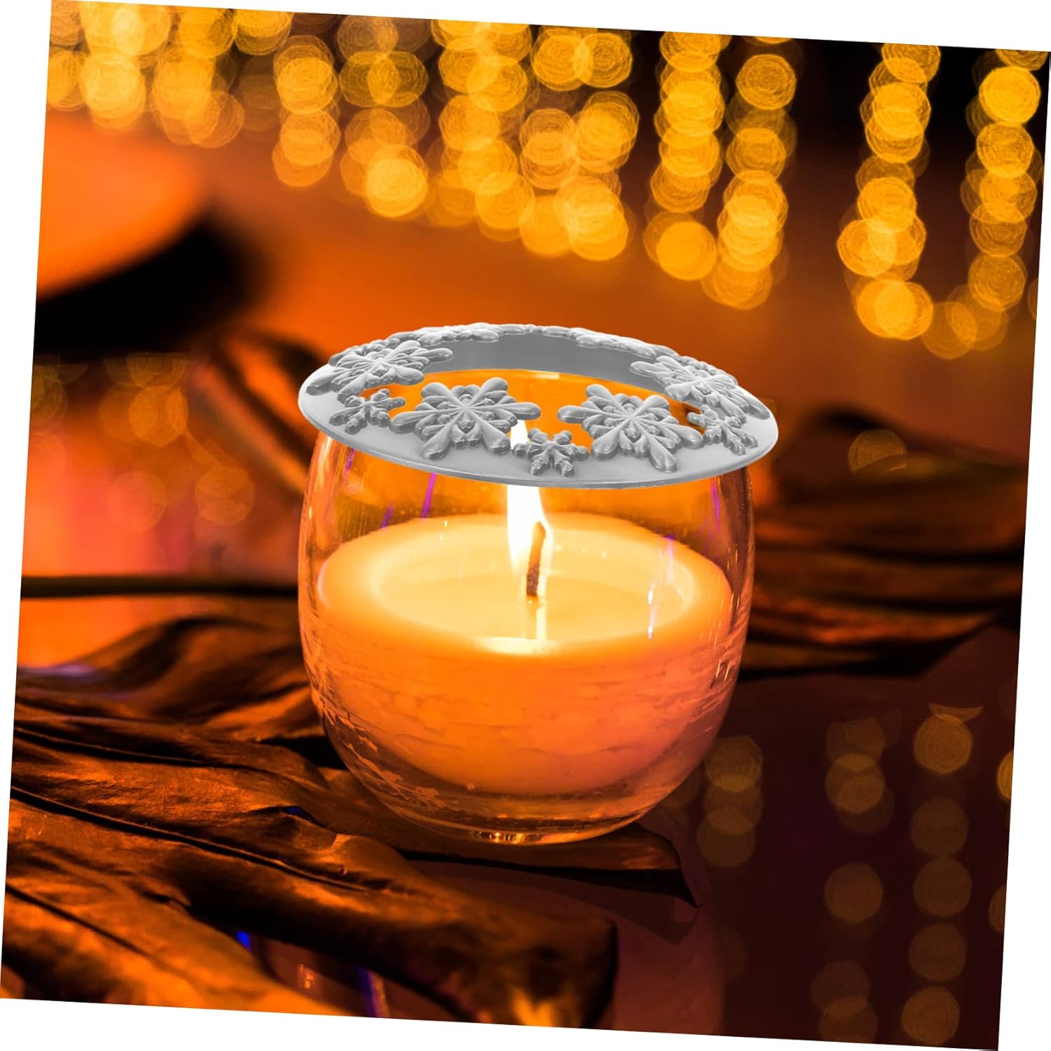 TOKIDNY Snowflake Candle Lid Zinc Alloy Christmas Decor 1