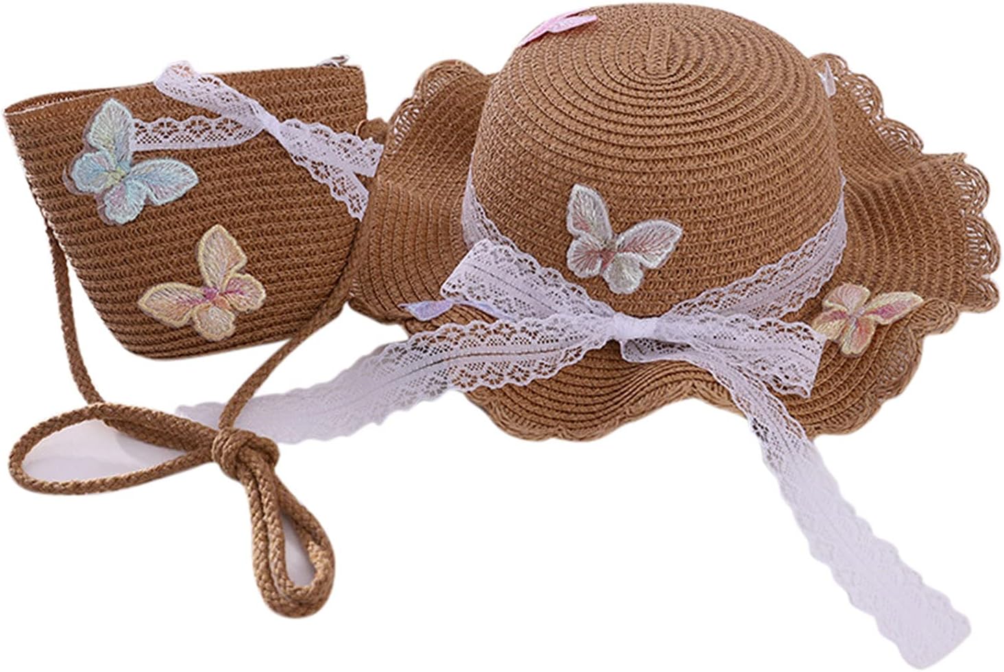 Straw Hat and Bag for Kids Girls Beach Hunting 1