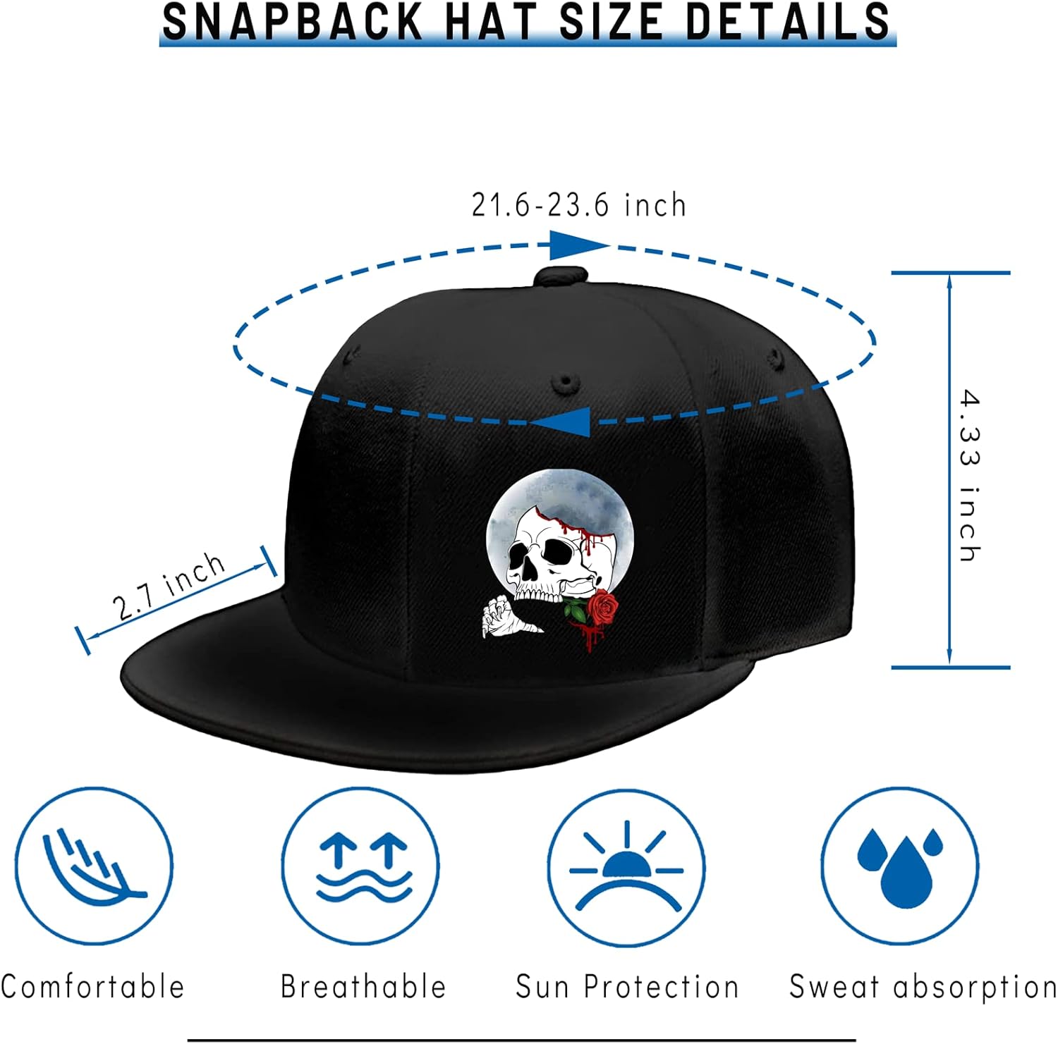 Adjustable Black Snapback Hat for Men Women 1