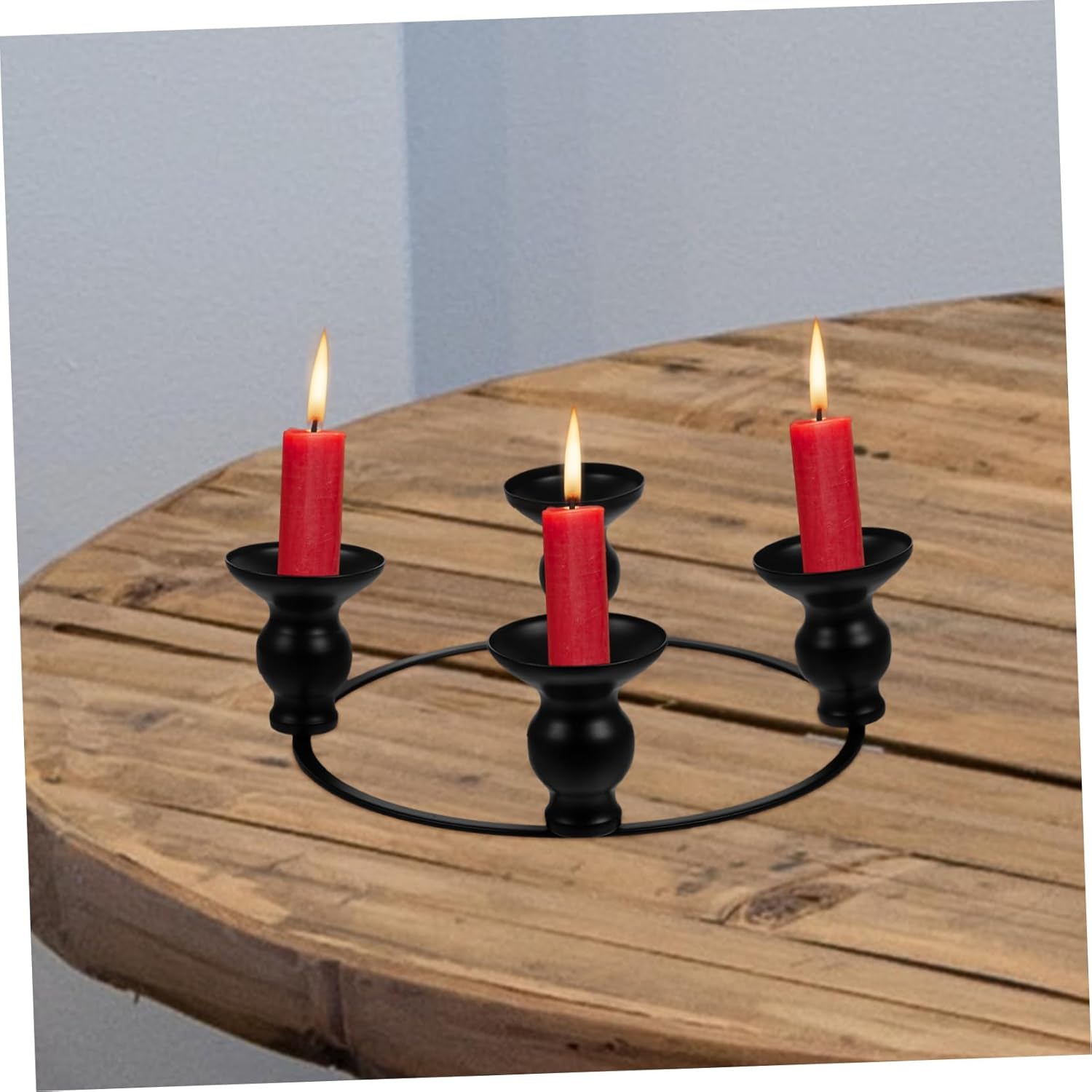 PRETYZOOM Iron Taper Candle Holder Ring for Christmas Wreath