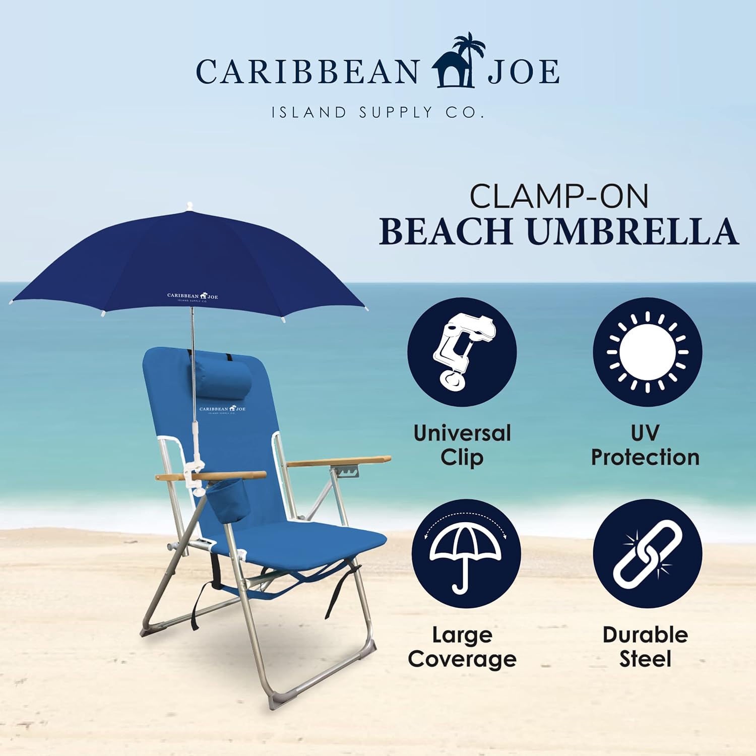 Caribbean Joe Tilt Beach Umbrella with UV Protection 1