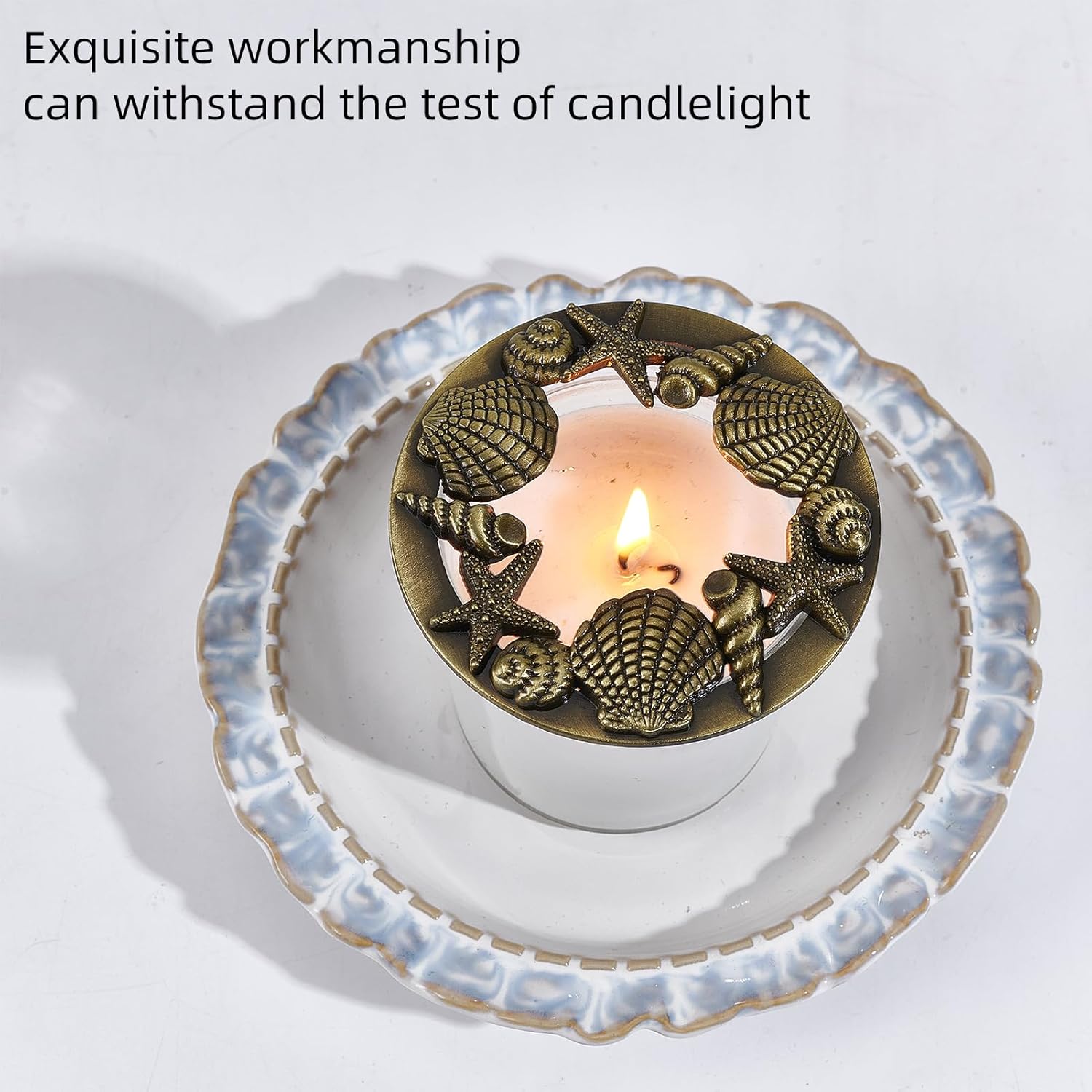 NICENEEDED Shell Starfish Candle Topper Gold