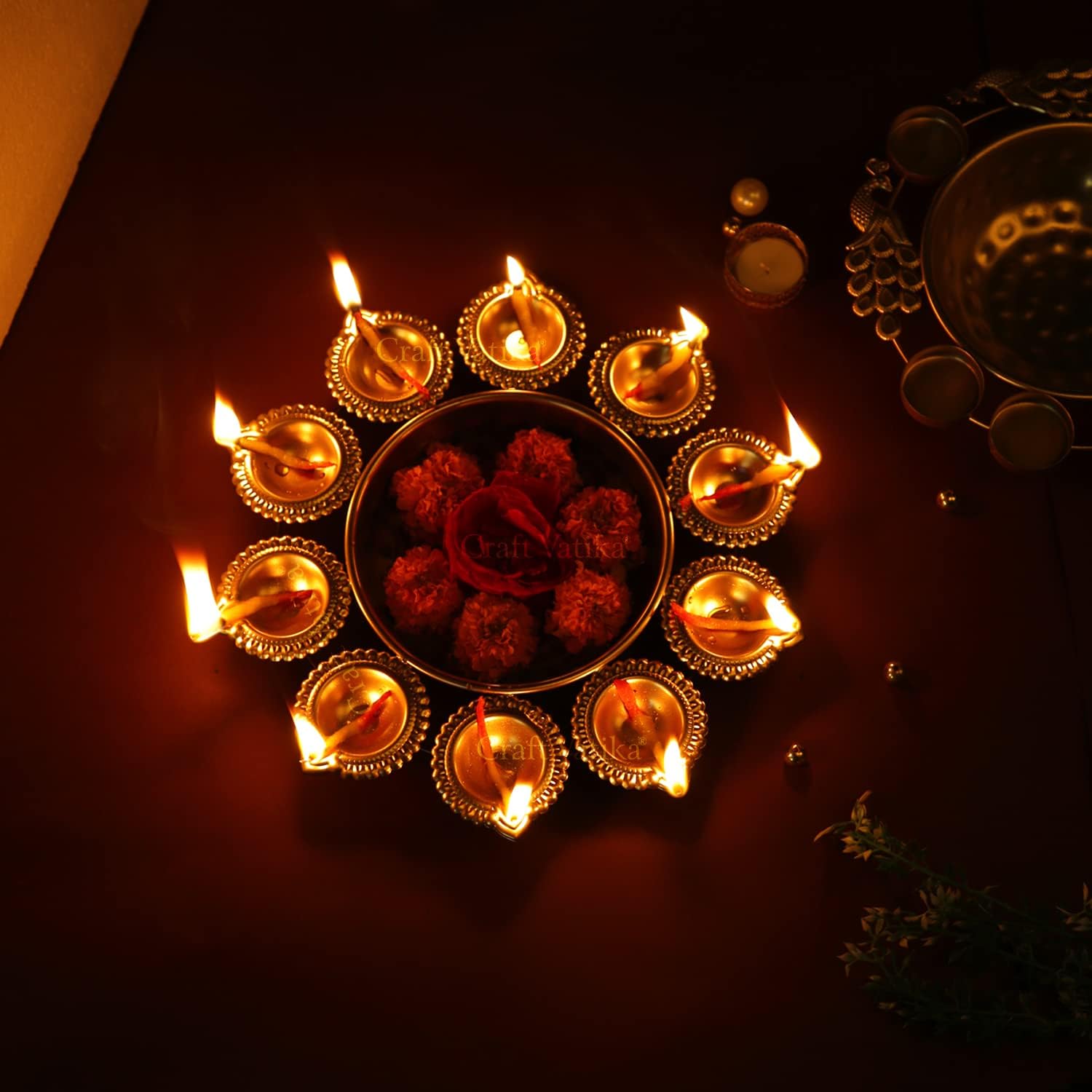 CraftVatika Diya Urli Bowl for Home Decor Diwali Gifts