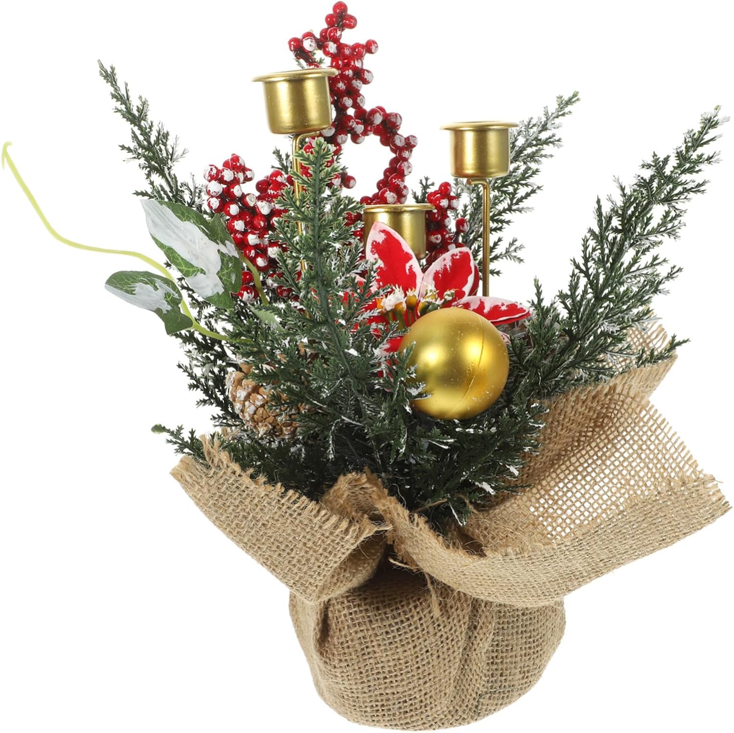 Cabilock Christmas Garland with Candle Holders and Lights