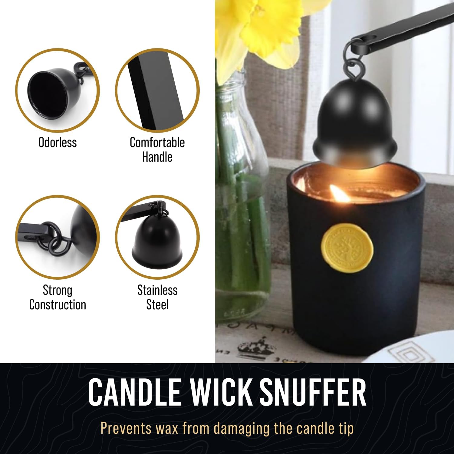 Craft911 3 in 1 Candle Snuffer and Wick Trimmer Kit Black
