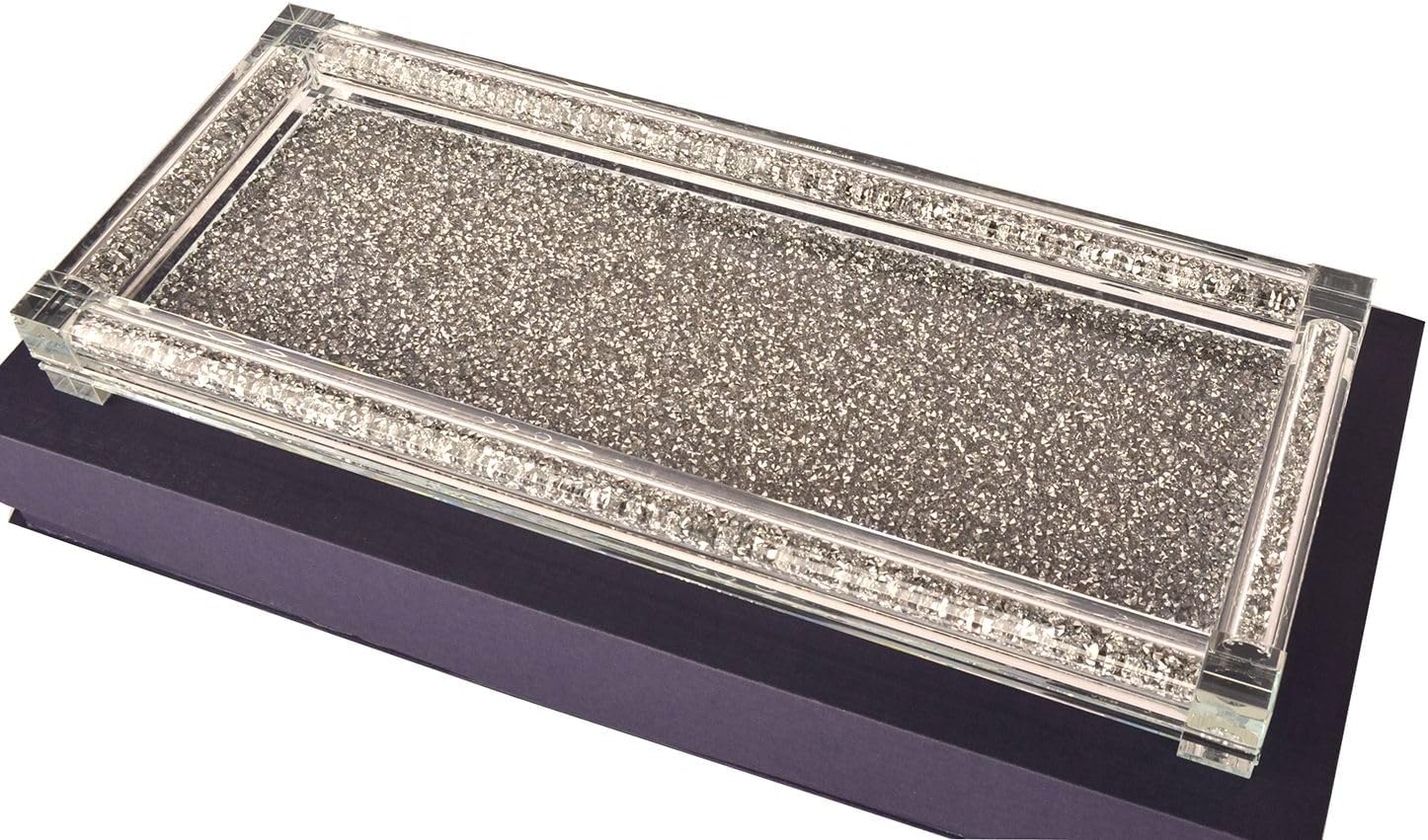 Strawberry Fairy Elegant Glass Tray with Crushed Diamond Design
