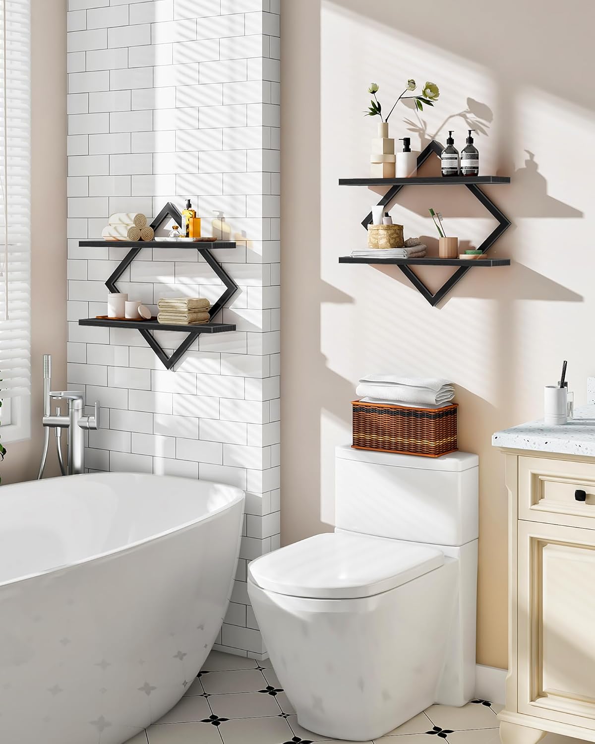CHOEZON 2-Piece Floating Shelves Set Black Industrial Style