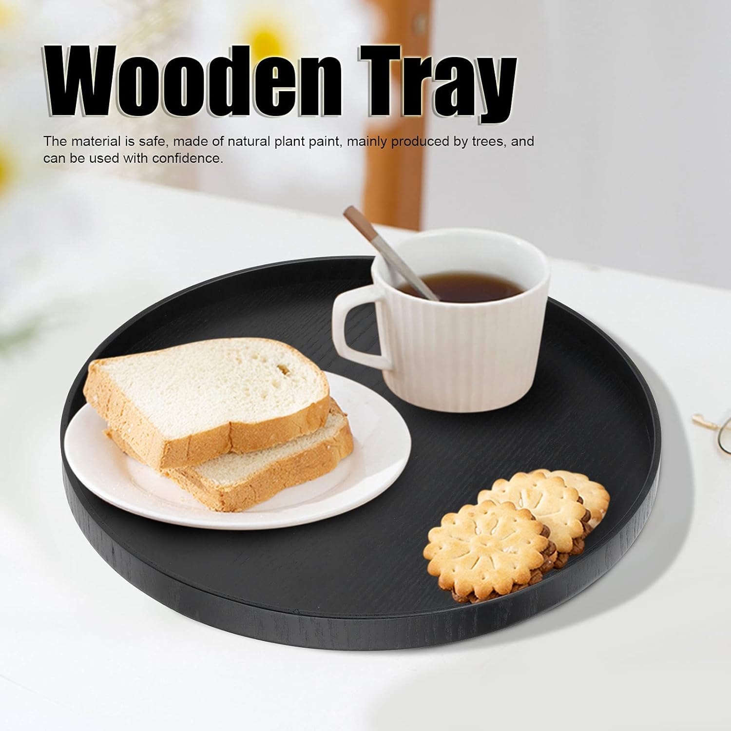 Gigicial Wooden Round Decorative Tray