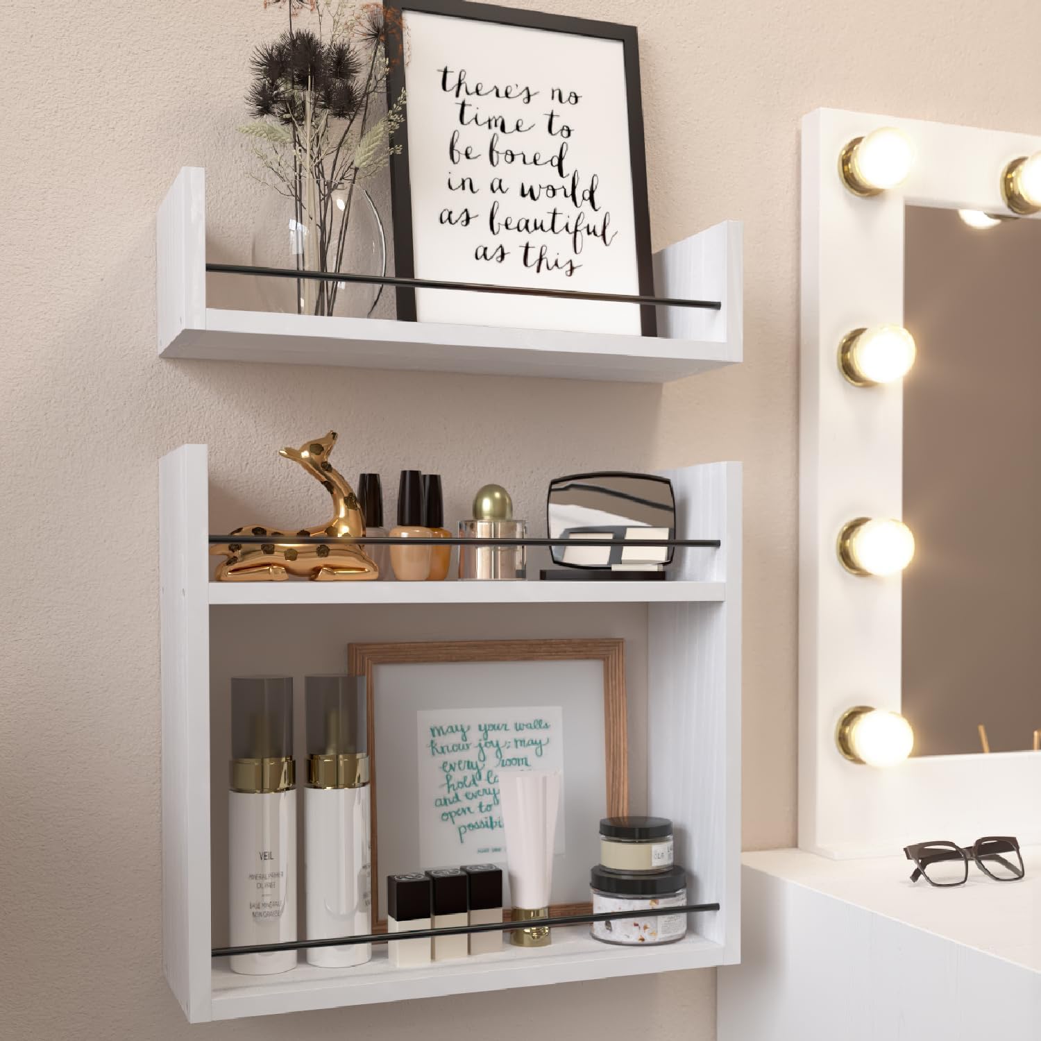 RICHER HOUSE Floating Wall Shelves - White