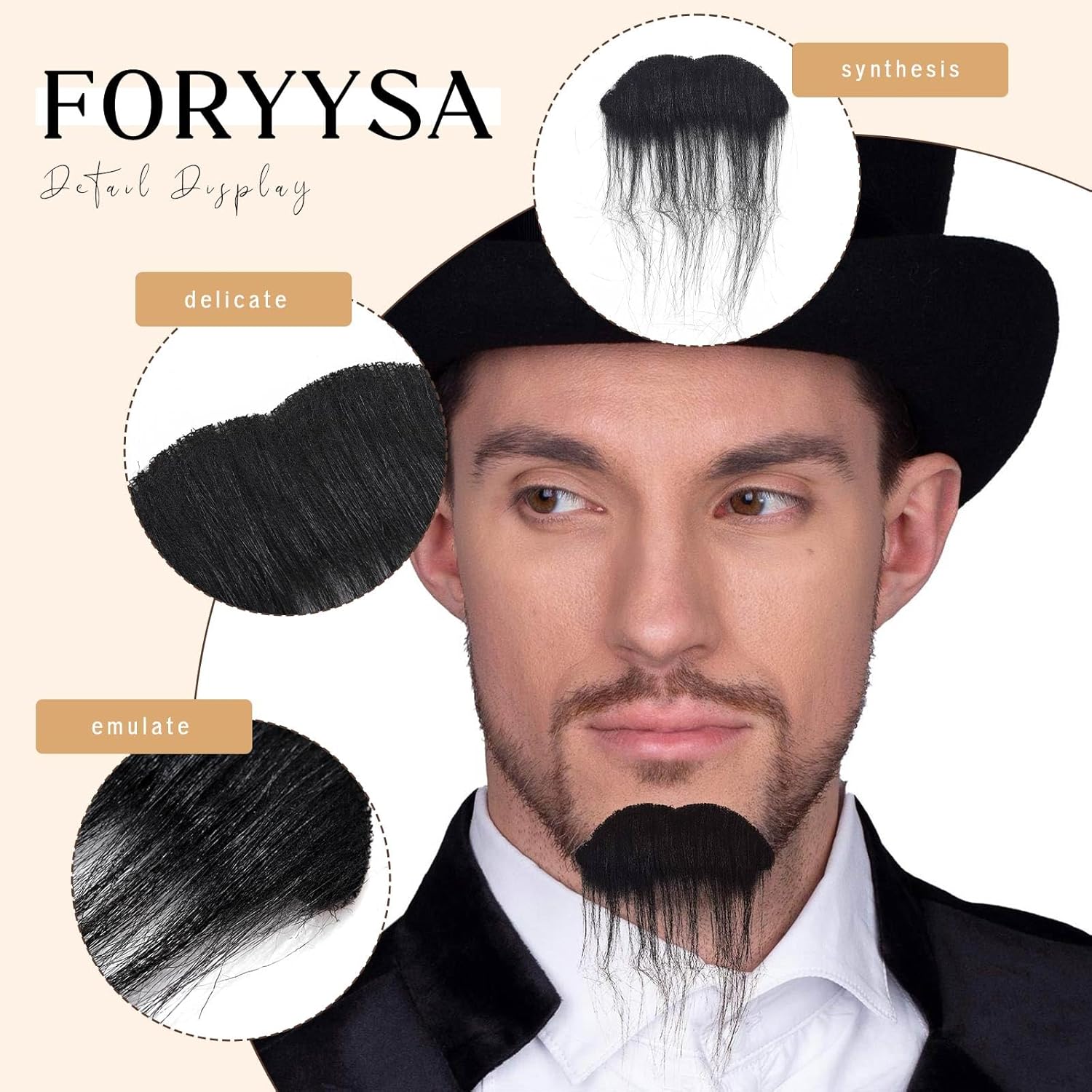 Foryysa Funny Costume Fake Mustache Cosplay Black Facial Hair Accessory