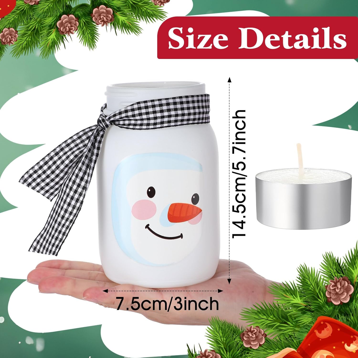Honeydak 3 Pcs Christmas Centerpiece with Tea Lights and Candles Snowman