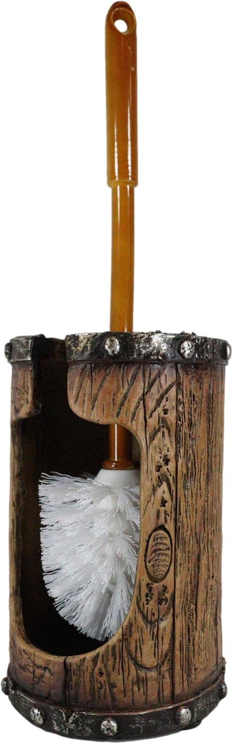 Ebros Gift Rustic Western Scroll Art Toilet Brush Set