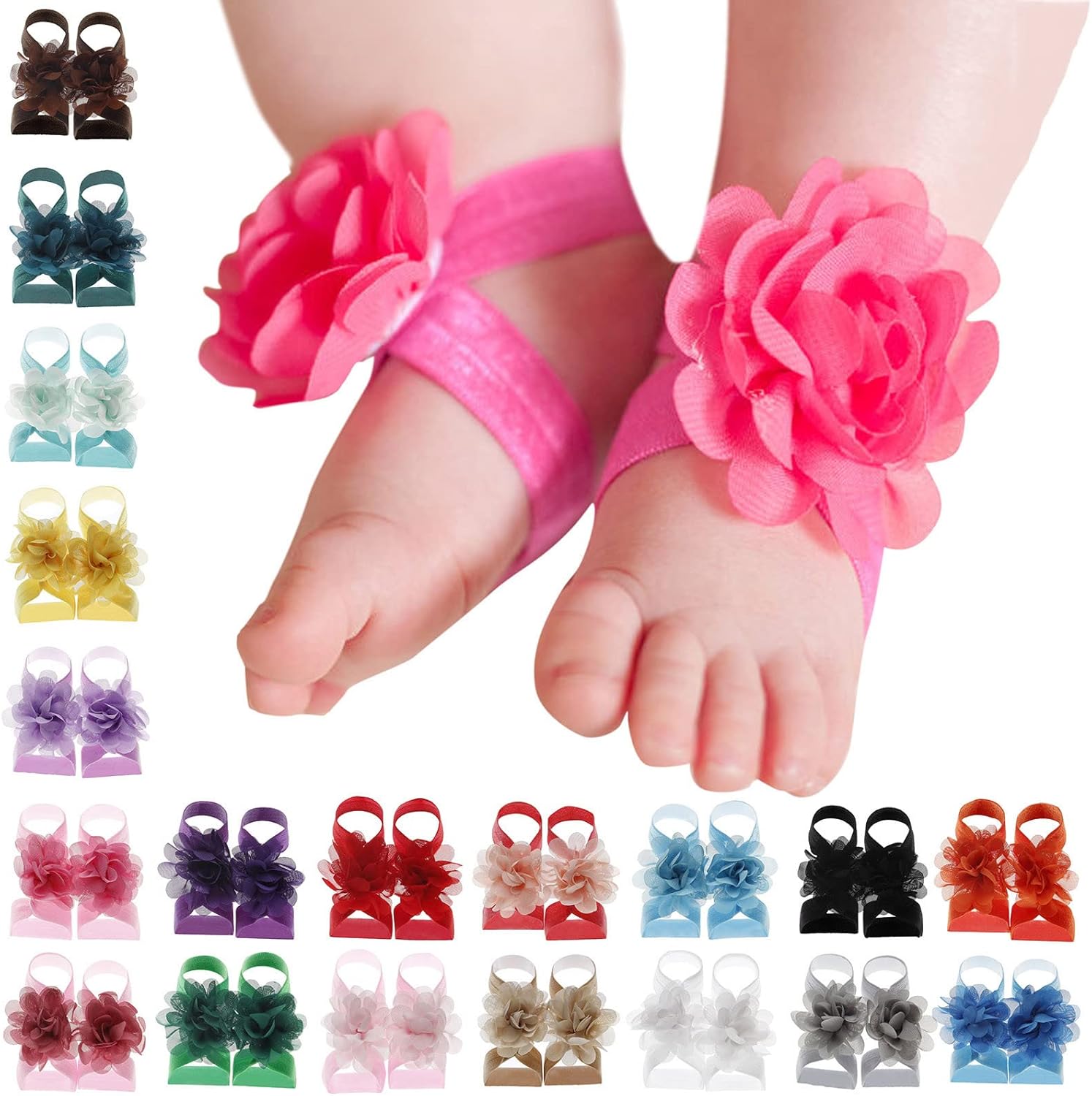 Flower Barefoot Sandals for Baby Girls 0-3 Months