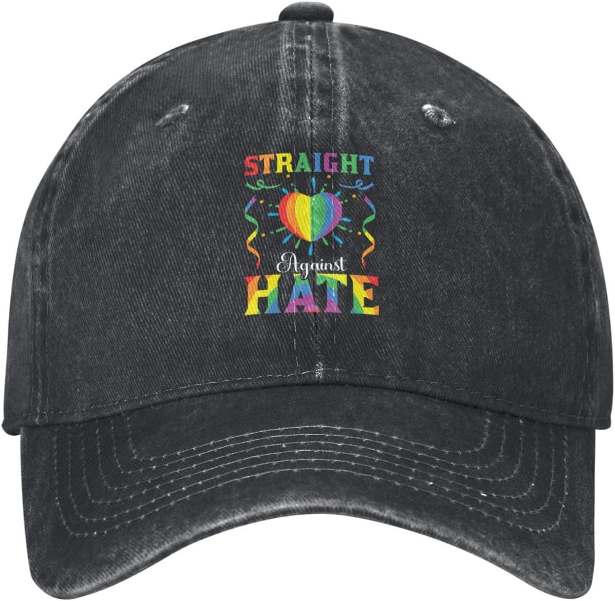 RTATBY Straight Against Hate Washed Denim Baseball Cap
