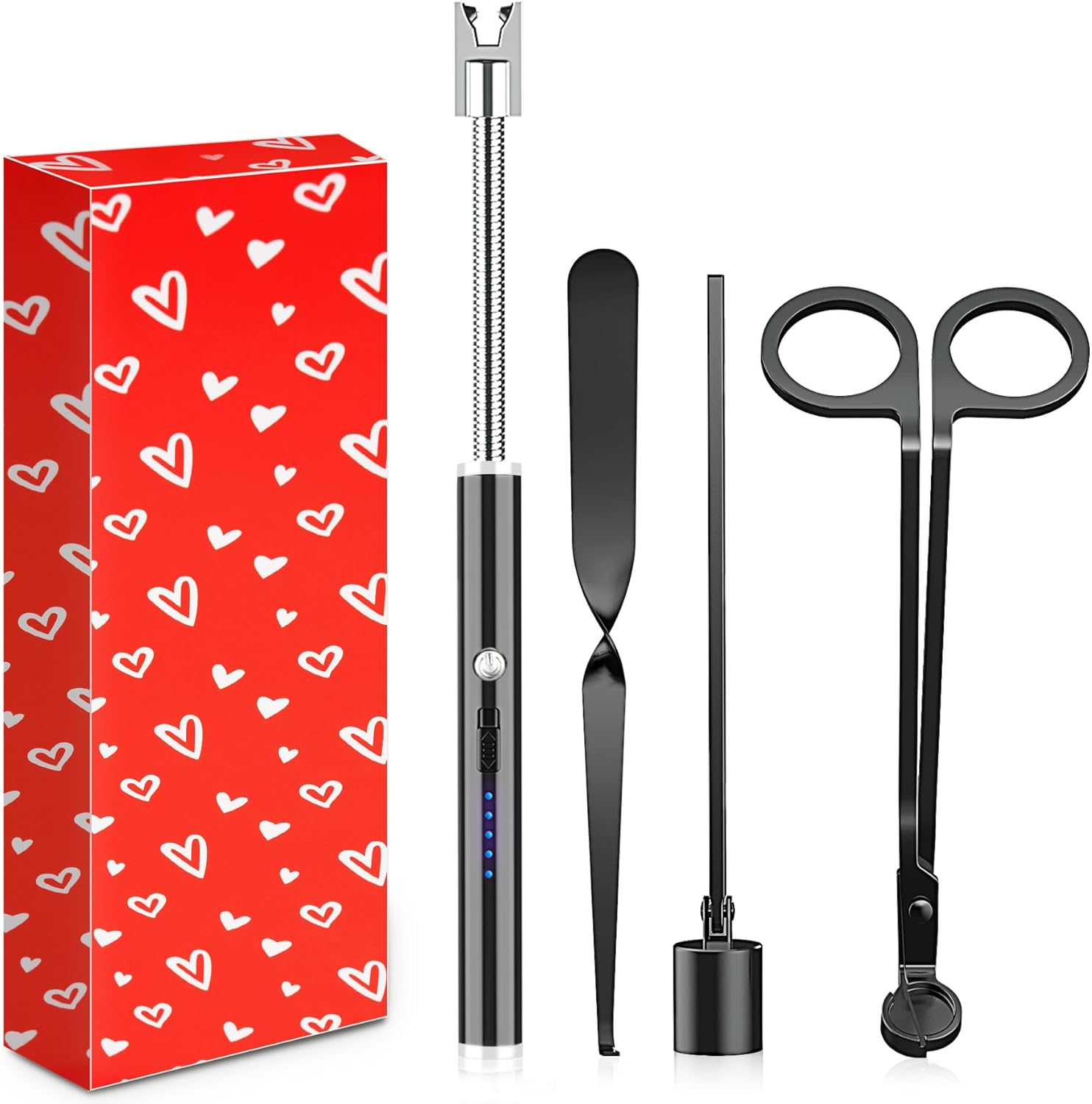 Burtok 4-in-1 Candle Care Kit with Red Heart Design