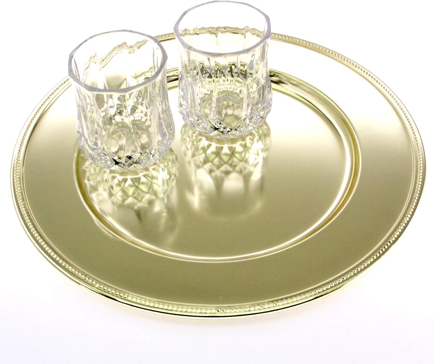 Pack of 4 122 Inch Round Gold Plated Serving Trays