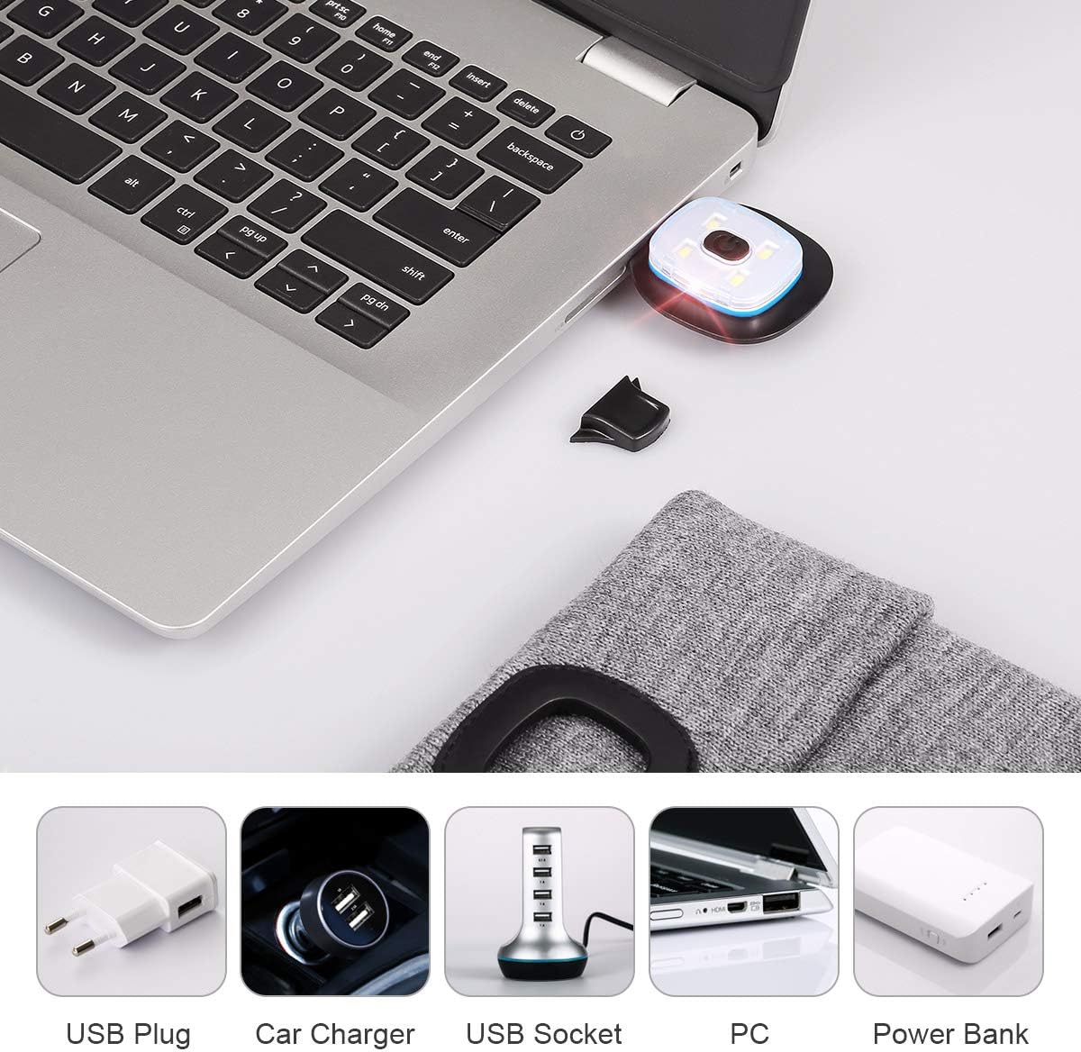 YunTuo LED Beanie with Light Unisex USB Headlamp Winter Cap