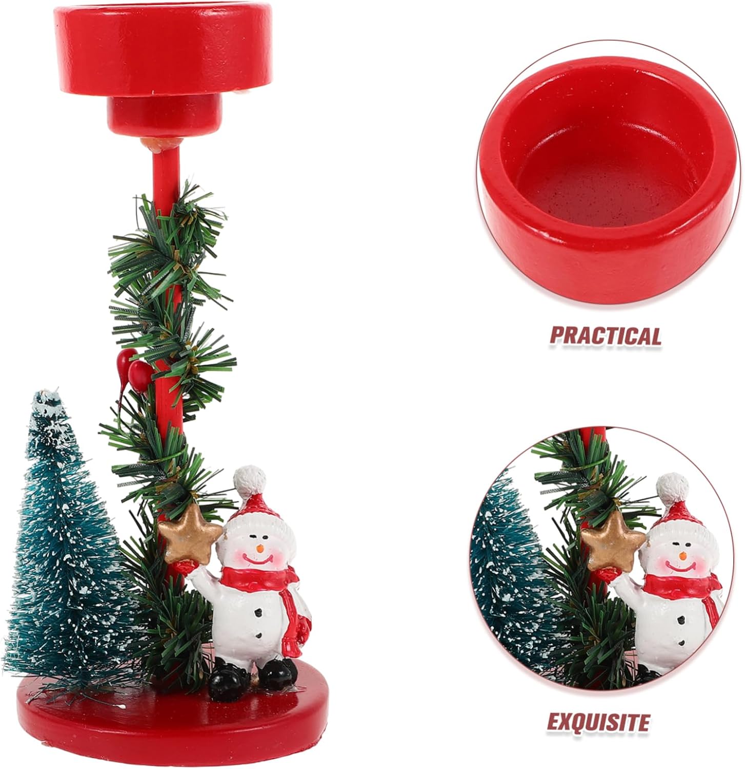 Gatuida Christmas Snowman Candle Holder Resin Statue 1