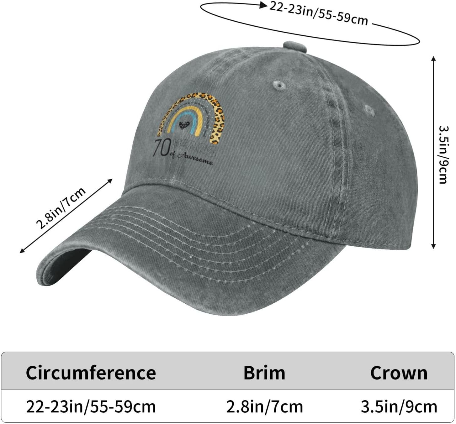 70th Birthday Baseball Cap for Women Men