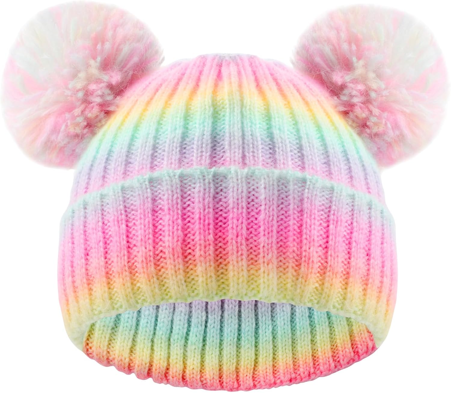 ACTLATI Kids Winter Knitted Beanie with Pom Pom Ears