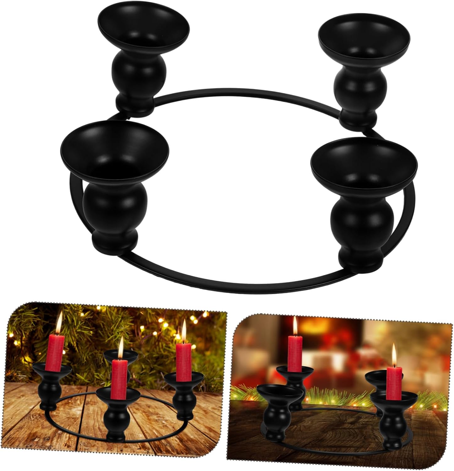 PRETYZOOM Iron Taper Candle Holder Ring for Christmas Wreath