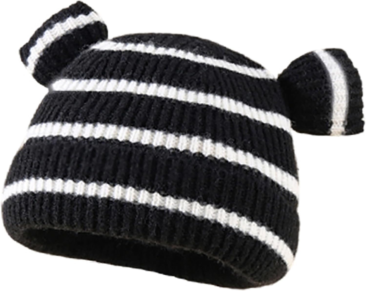 KorhLeoh Kids Striped Knitted Beanie Hat for Boys Girls 0-3Y
