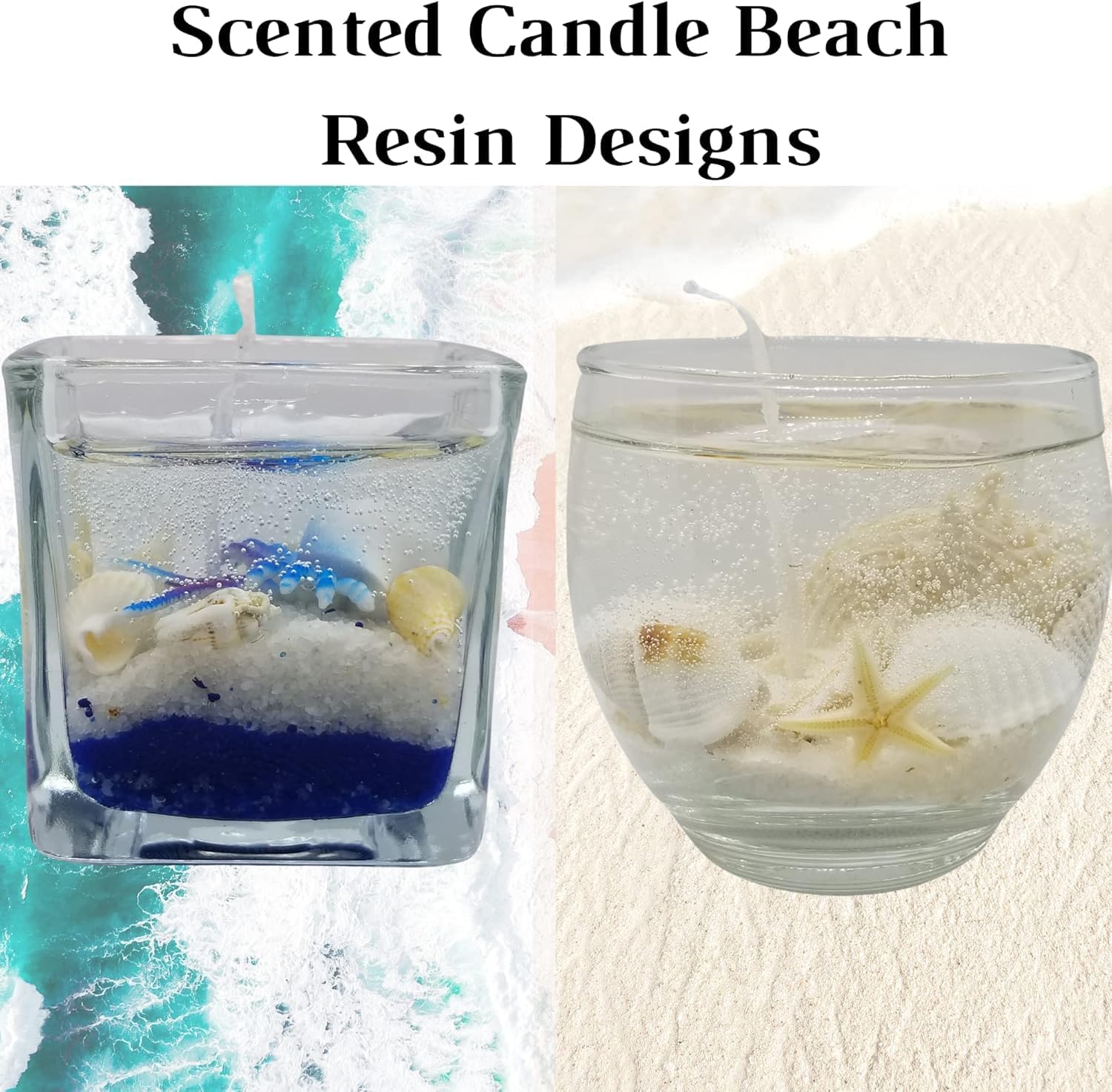 Ocean Candle with Seashells and Starfish Decor