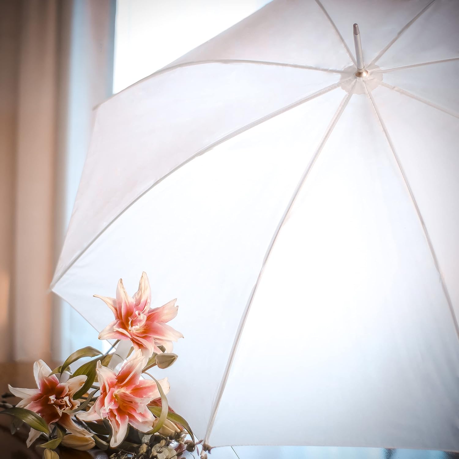 Wedding Umbrella - 35 Inch White Stick Umbrella 10 Pack