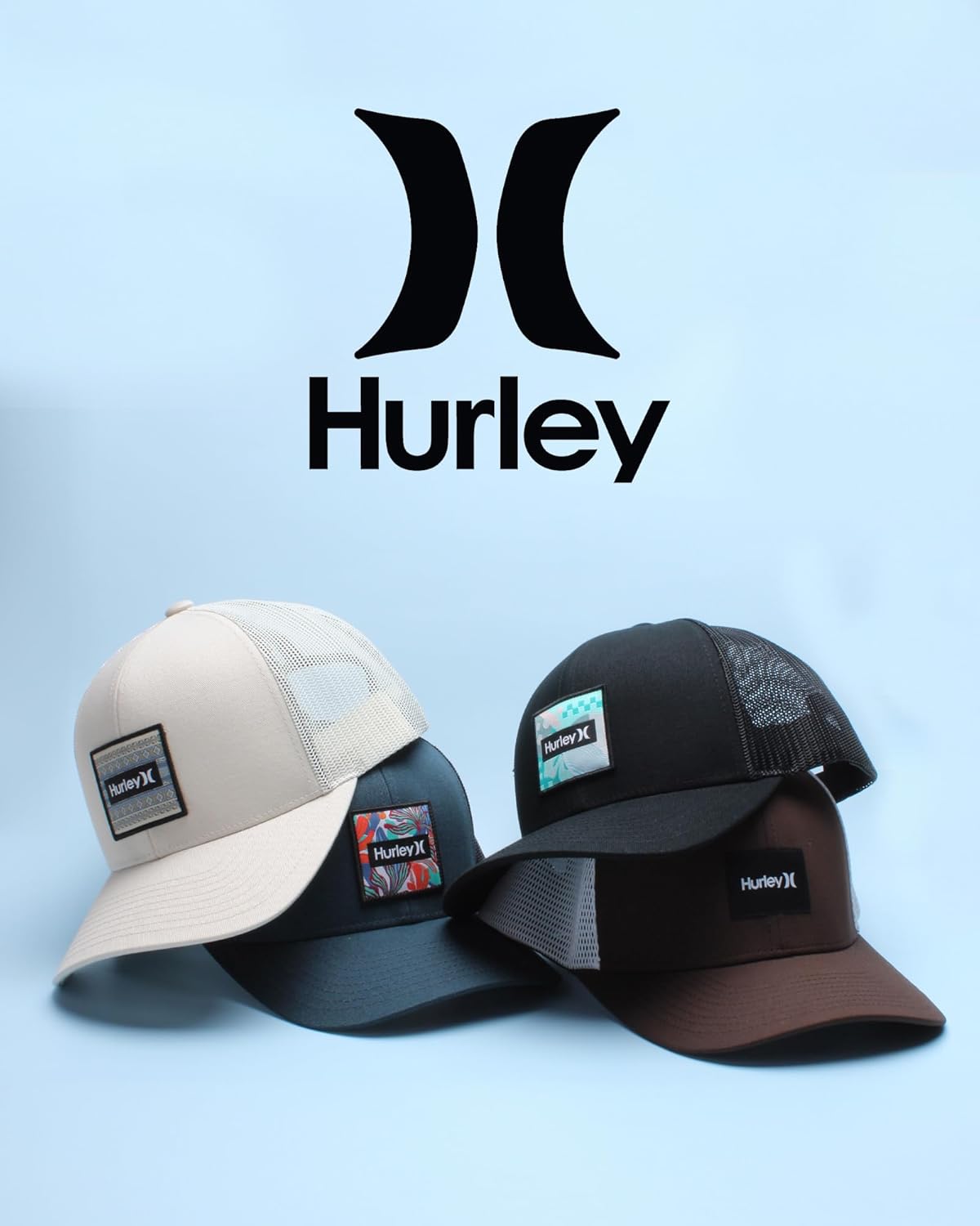 Hurley Mens Caps - Black Snap Back Trucker Hat