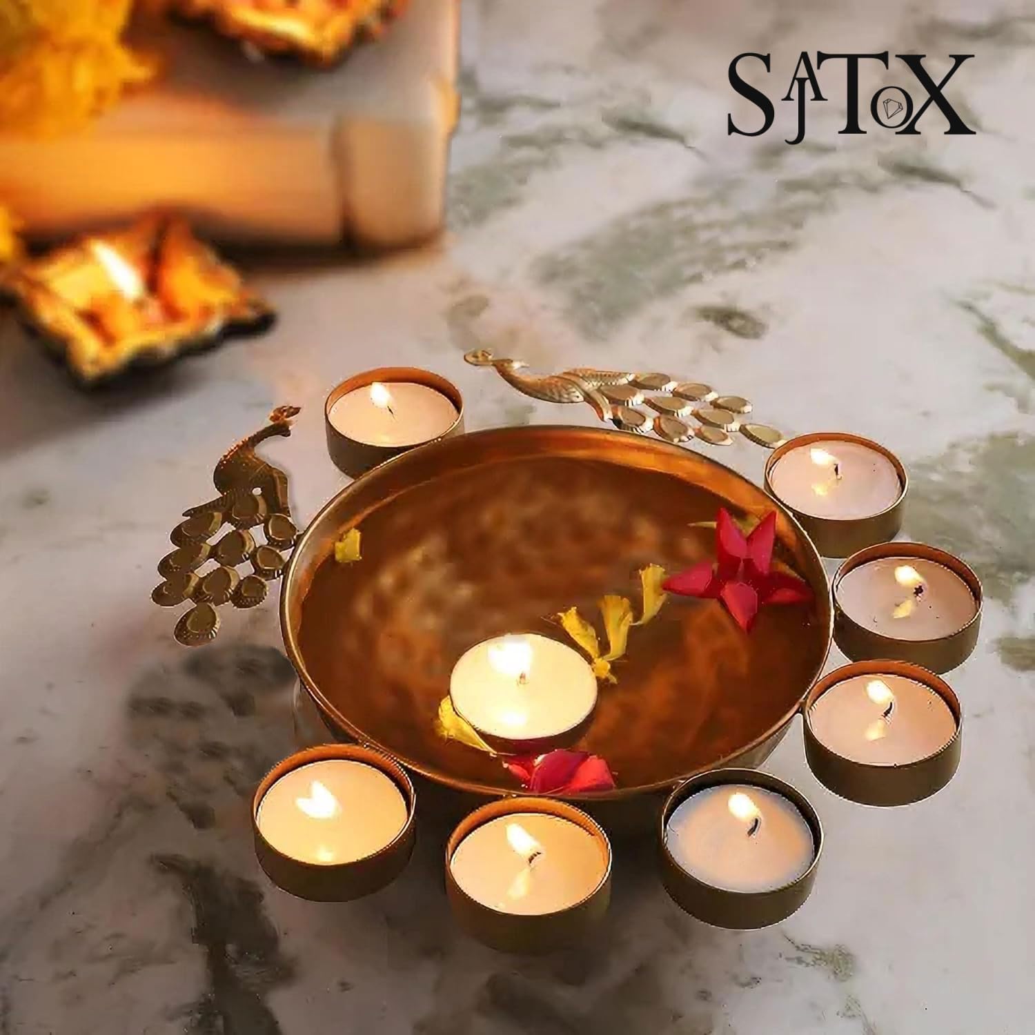 SAJTOX Decorative Peacock Urli Bowl 95 Inches