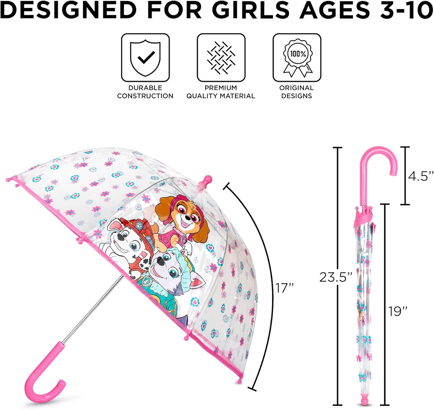 Kids Clear Umbrella with Minnie Mouse and Frozen Designs
