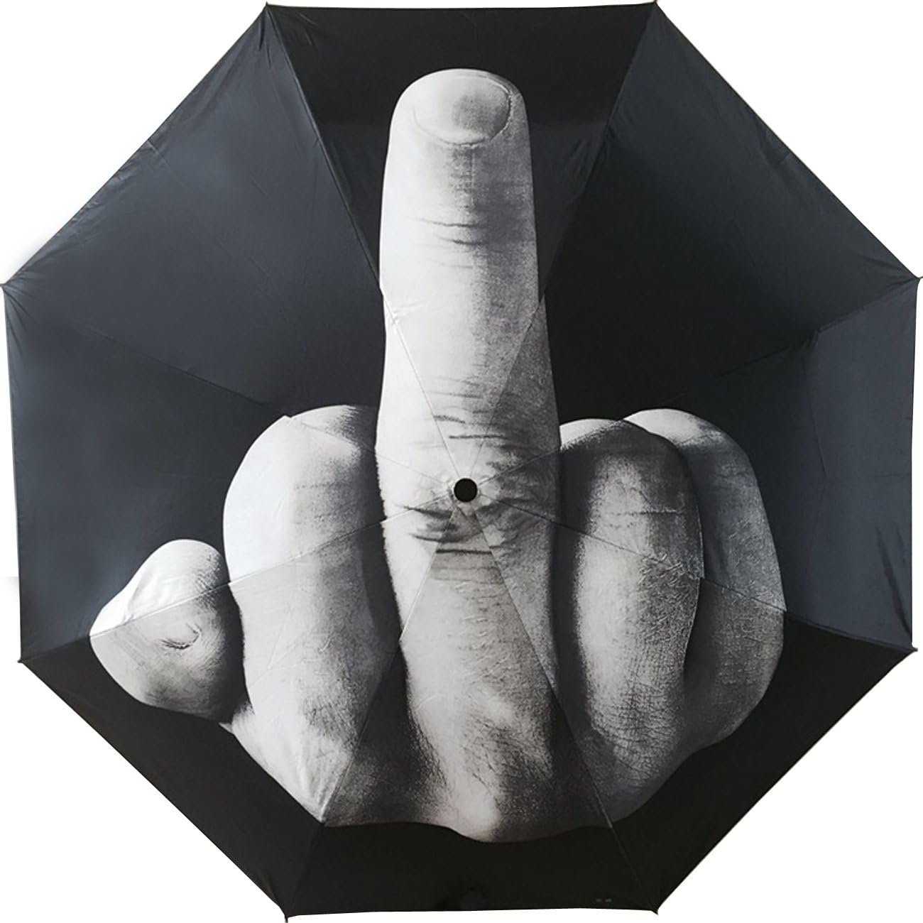 Uooiu TinaWood Funny Middle Finger Umbrella Black
