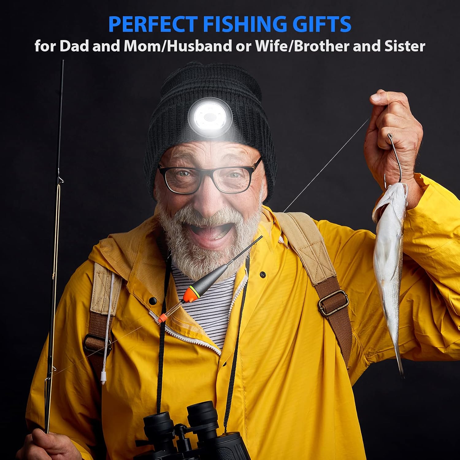HIGHEVER LED Beanie Hat with Light Hands-Free Winter Headlamp for Men