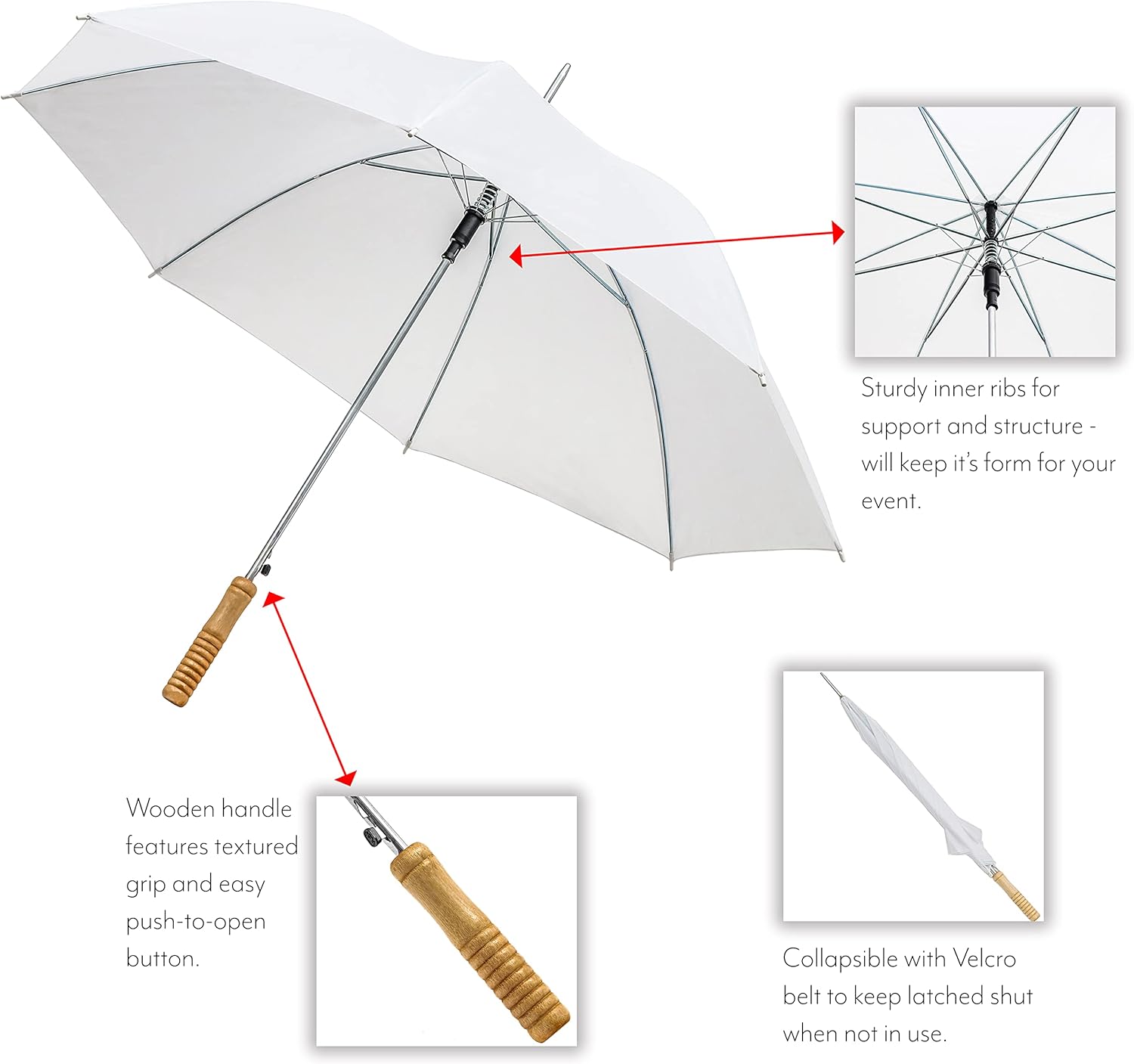 Anderson 48 Wedding Umbrella - 10 Pack White