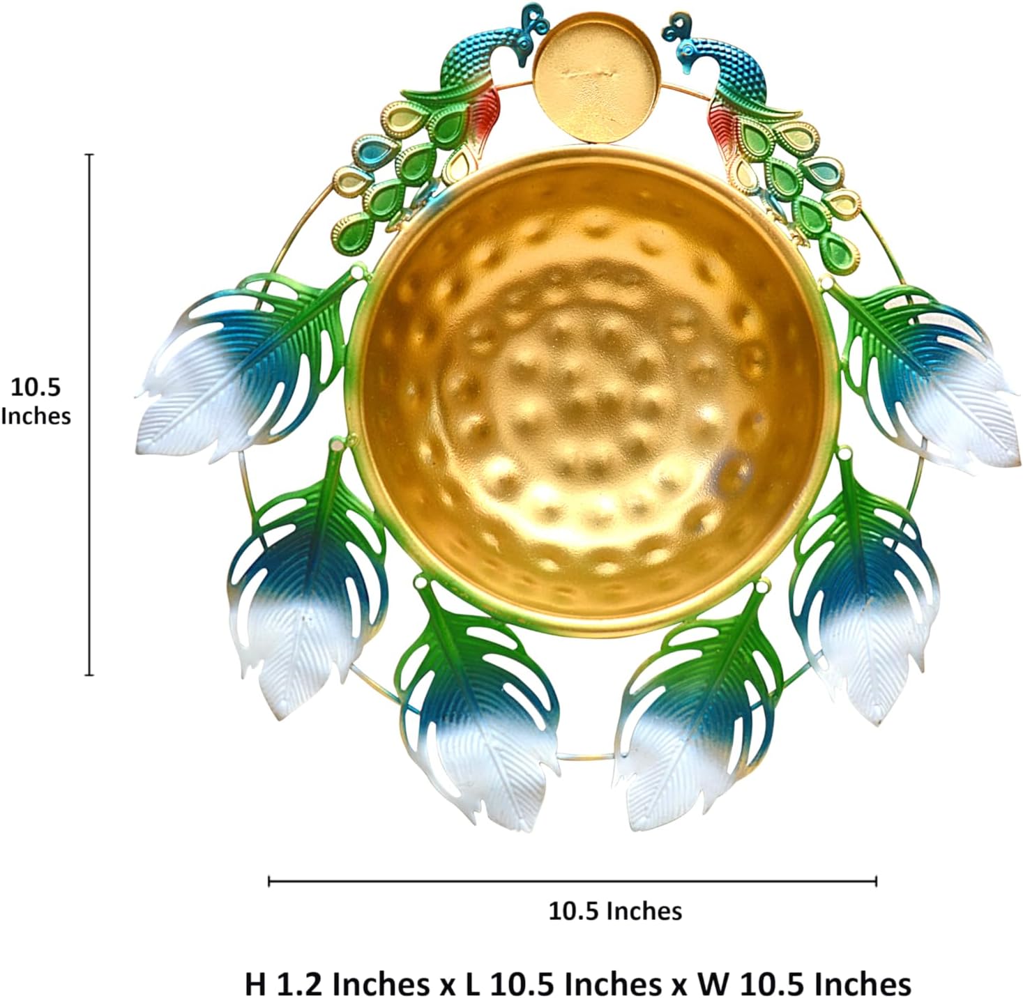 Peacock Urli Bowl - Elegant Floating Flower Tea Light Holder