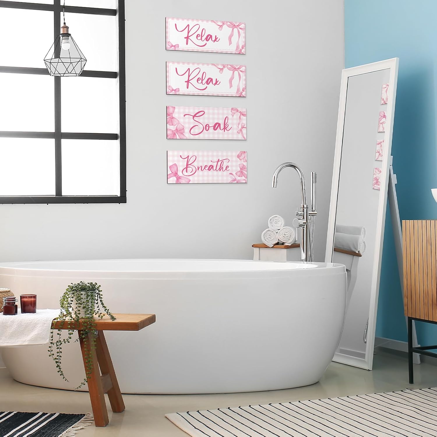 Yousoontic 4Pcs Pink Bow Wall Decor Set