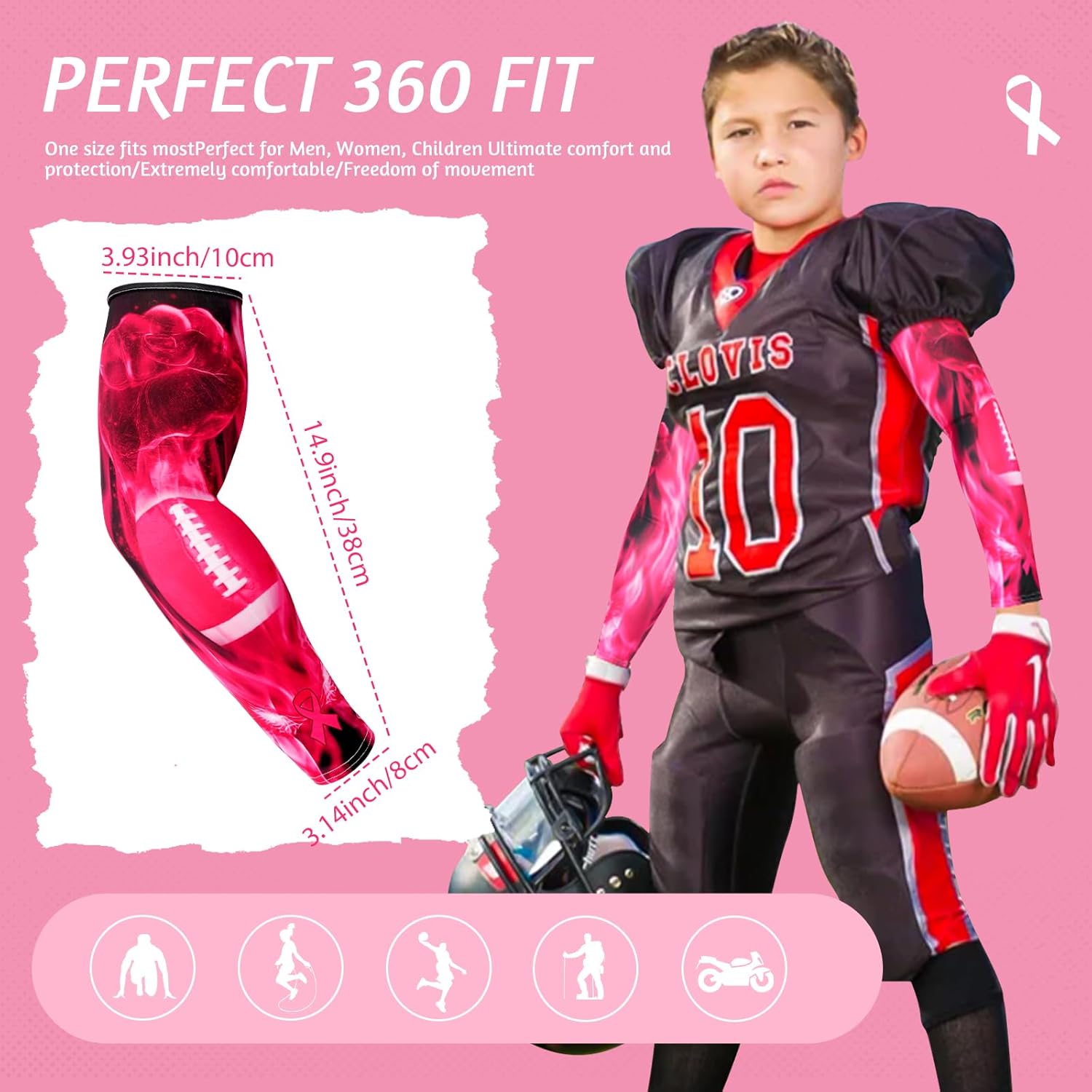 SNOWSTAR Breast Cancer Awareness Arm Sleeve with Pink Ribbon