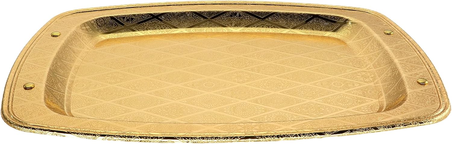 Pack of 2 14x10 Inch Iron Gold Serving Trays