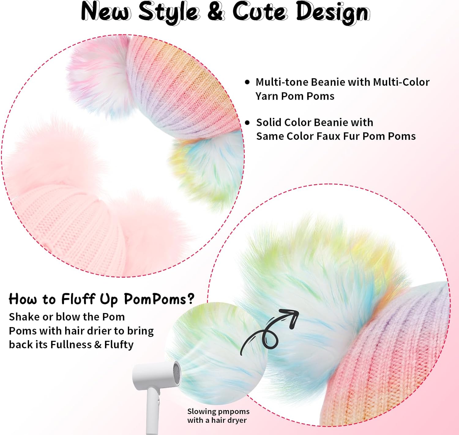 Winter Hat for Kids with Double Pom Pom Beanie