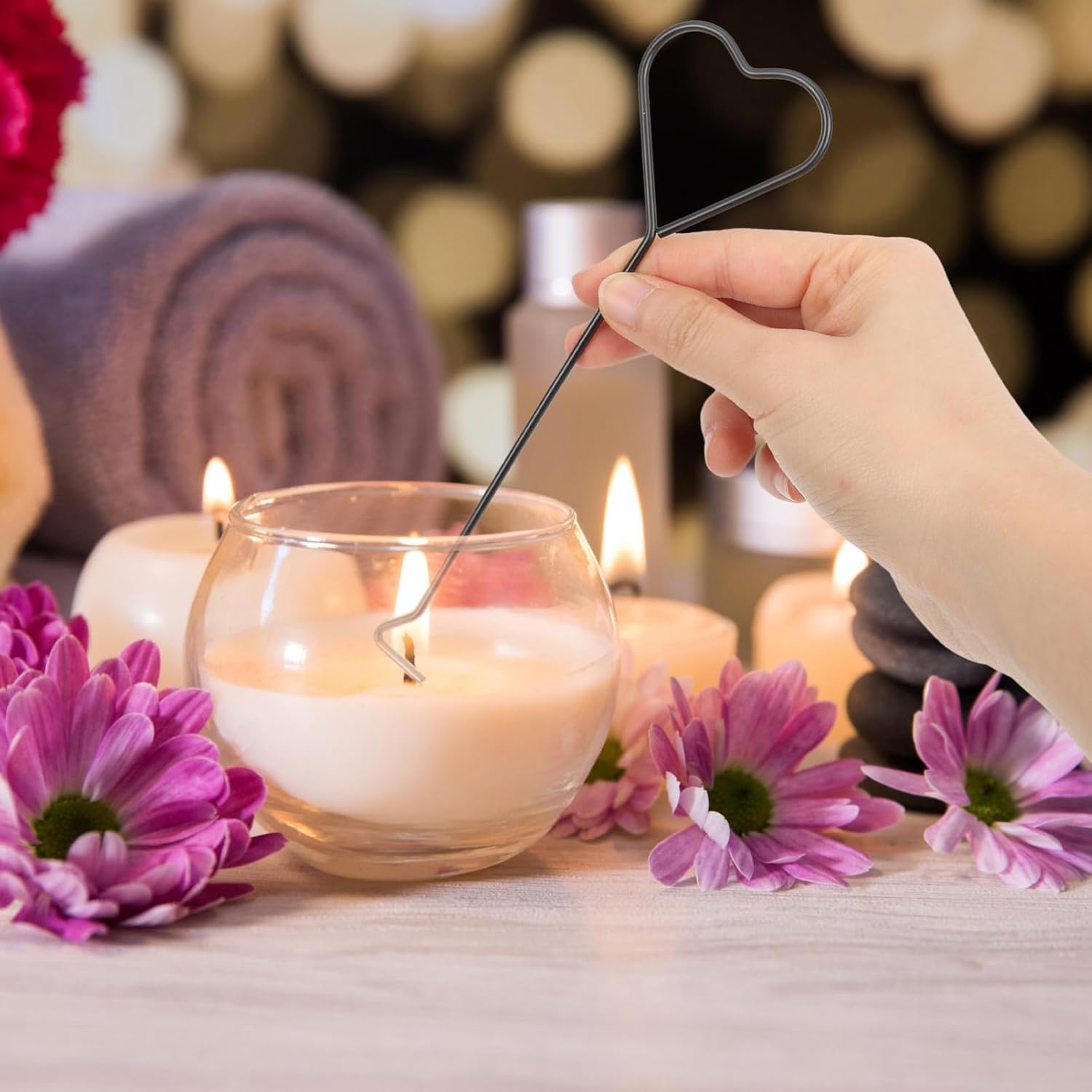 Hemoton 4pcs Heart Candle Wick Dippers