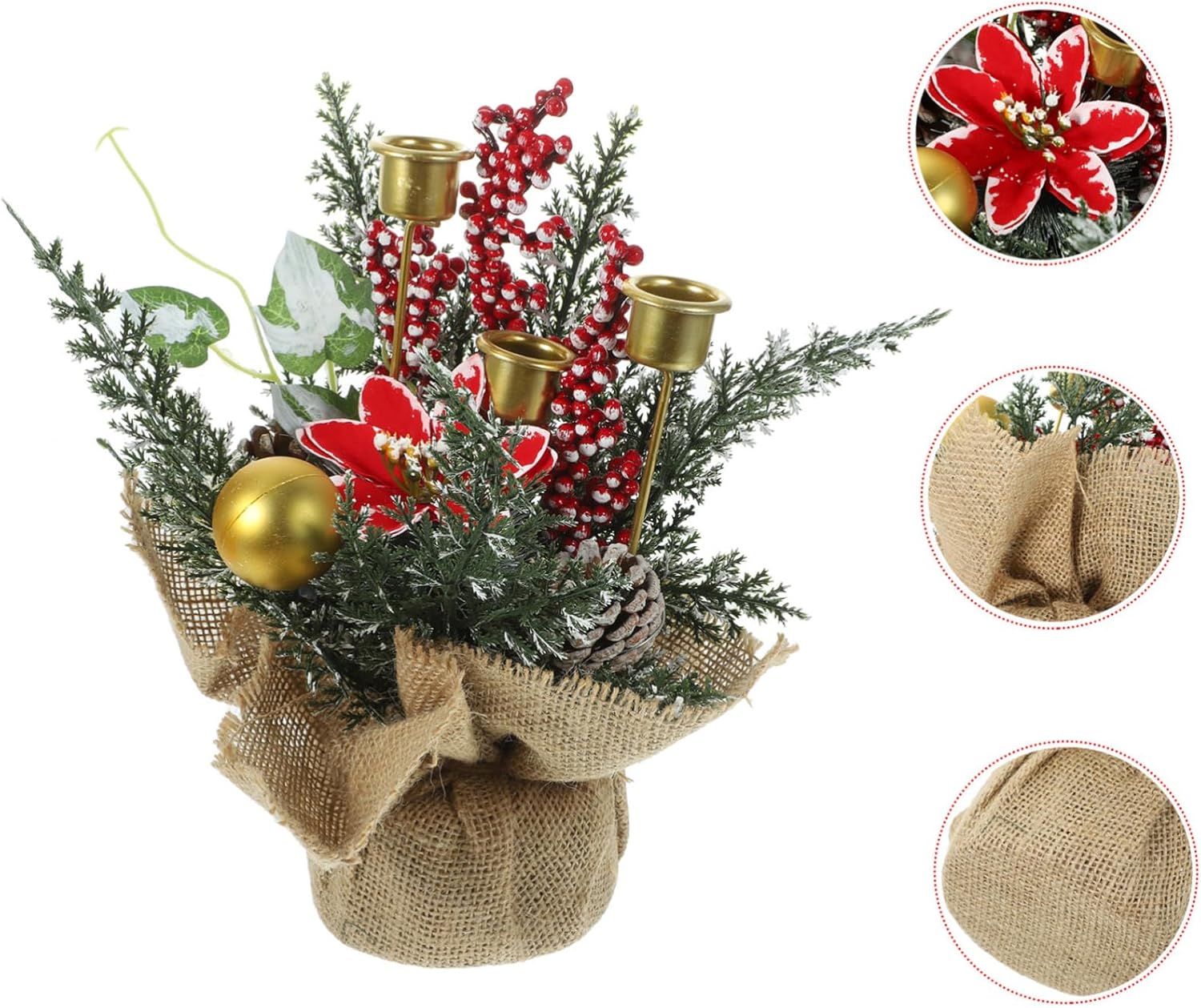 Cabilock Christmas Garland with Candle Holders and Lights