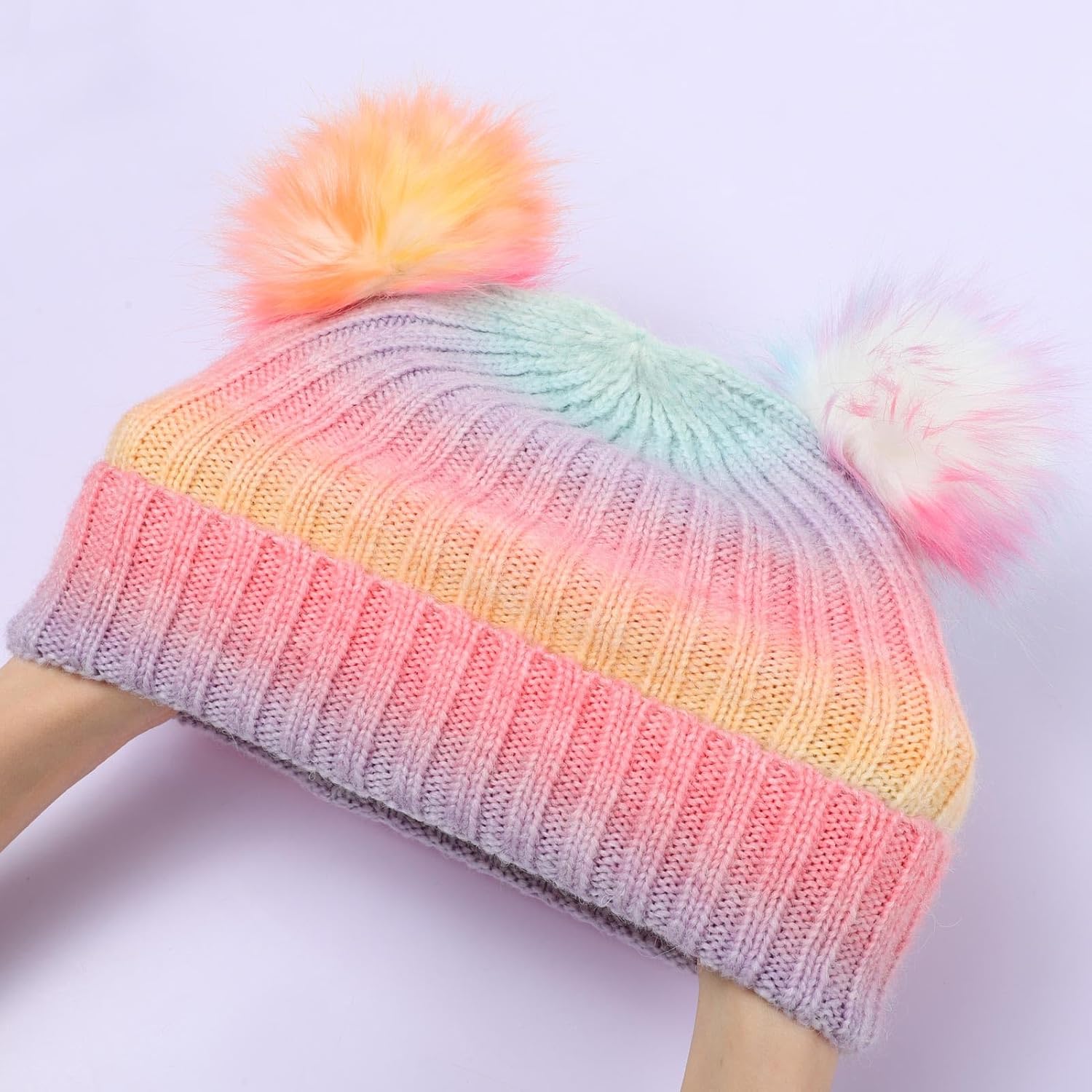 Winter Hat for Kids with Double Pom Pom Beanie