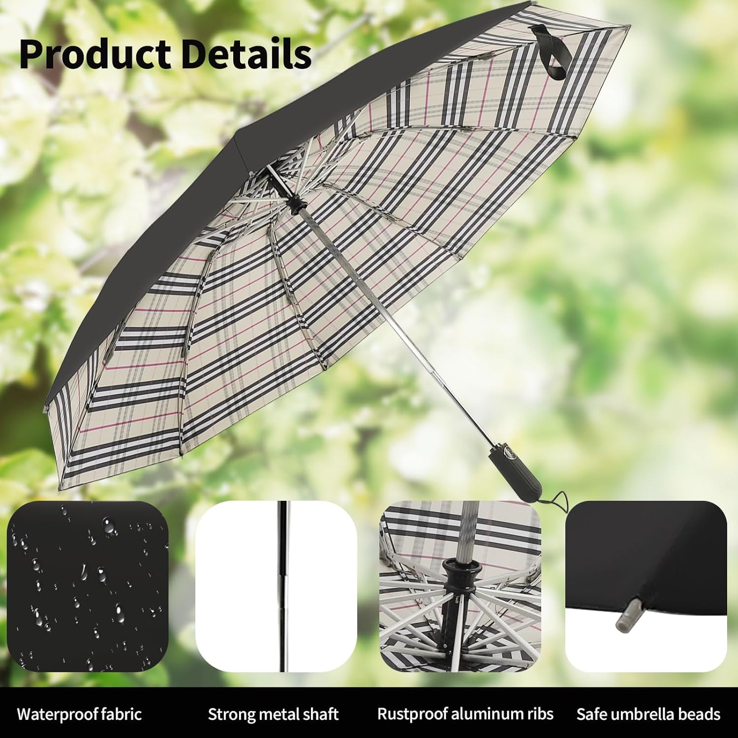 Compact Travel Umbrella with Inverted Design