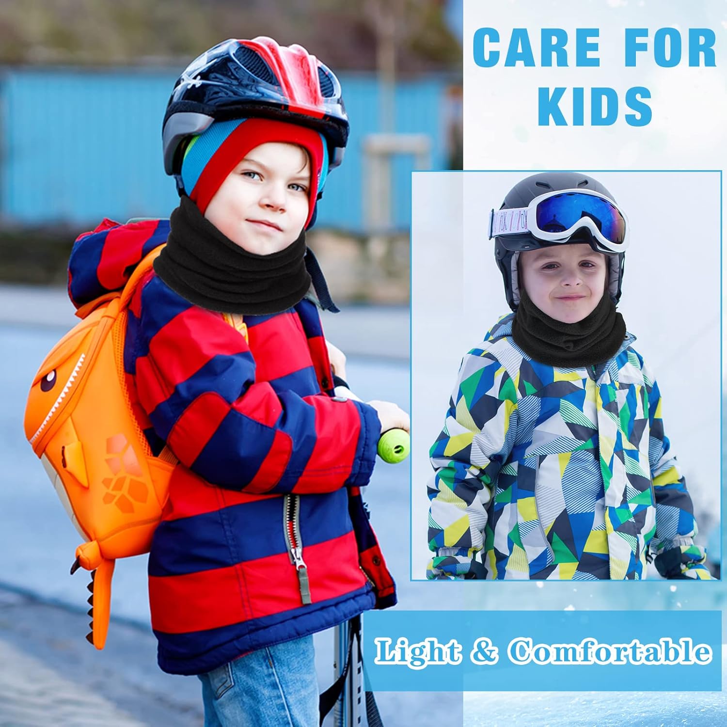 JenPen 4-Piece Kids Winter Fleece Neck Gaiters