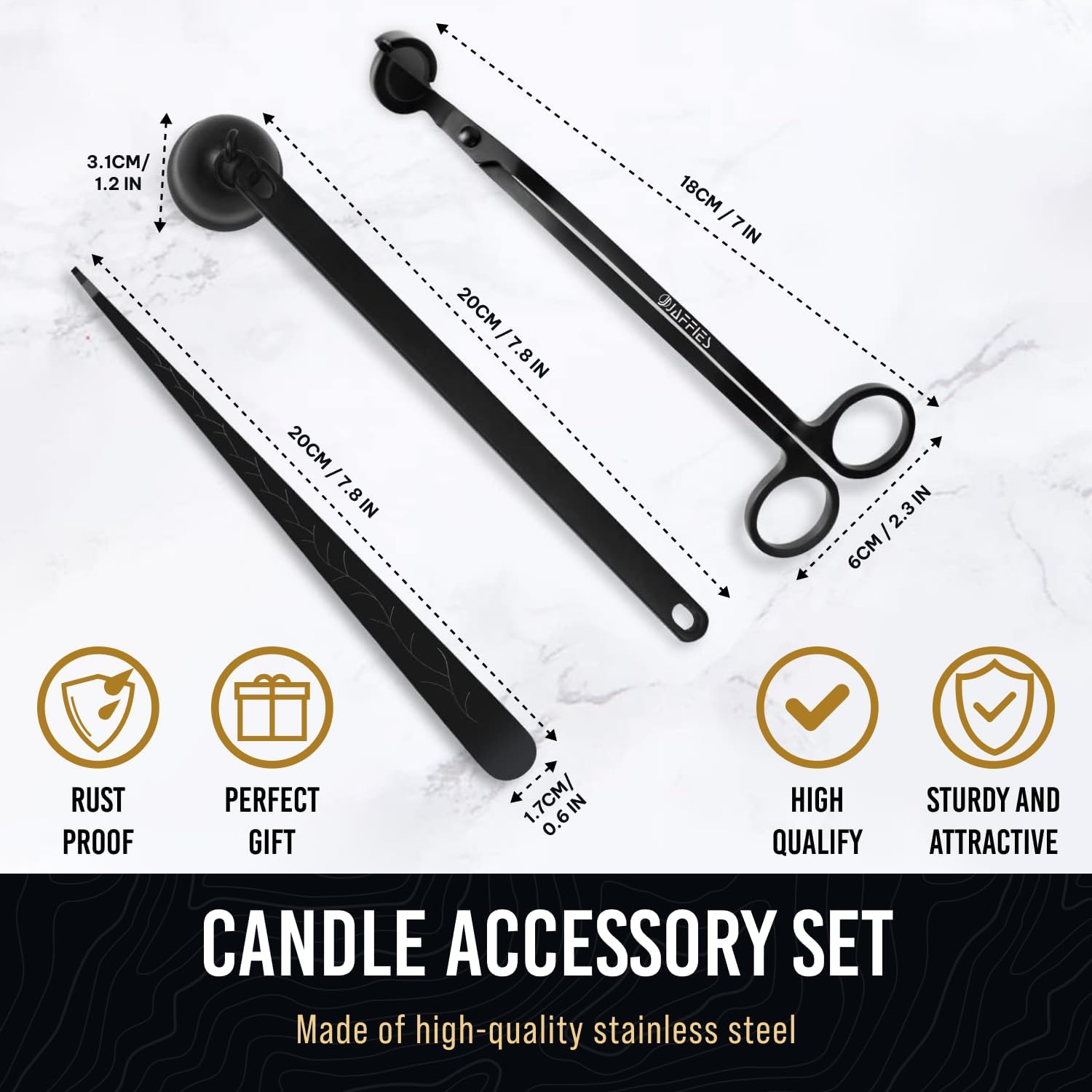 Craft911 3 in 1 Candle Snuffer and Wick Trimmer Kit Black