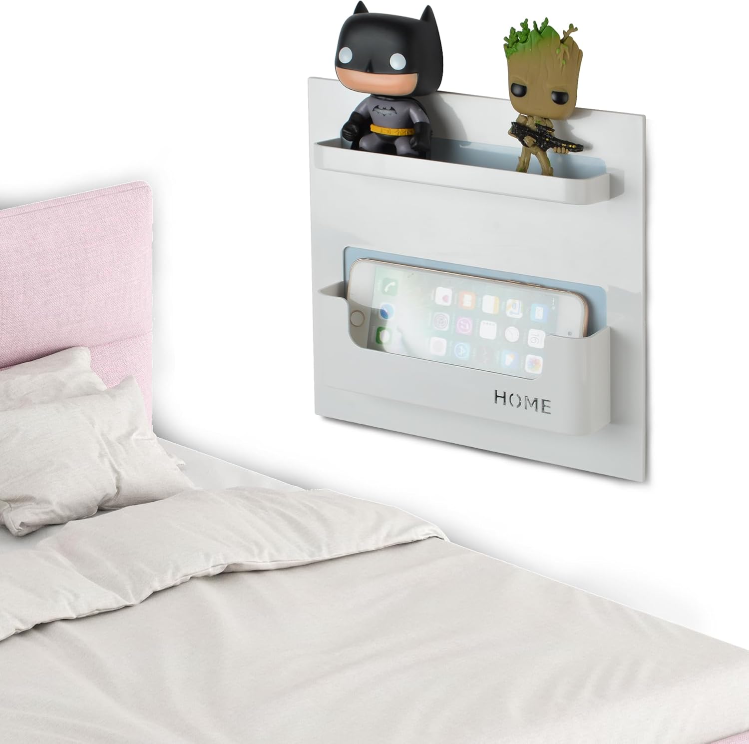 MATIMASU Bedside Shelf Organizer - Wall Mounted 87 x 87 x 2 Inches White