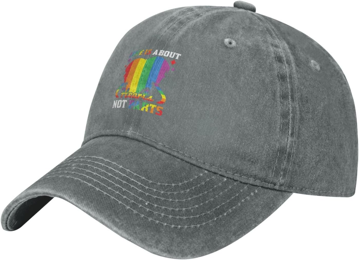 Love is About Hearts Not Parts Washed Denim Baseball Cap